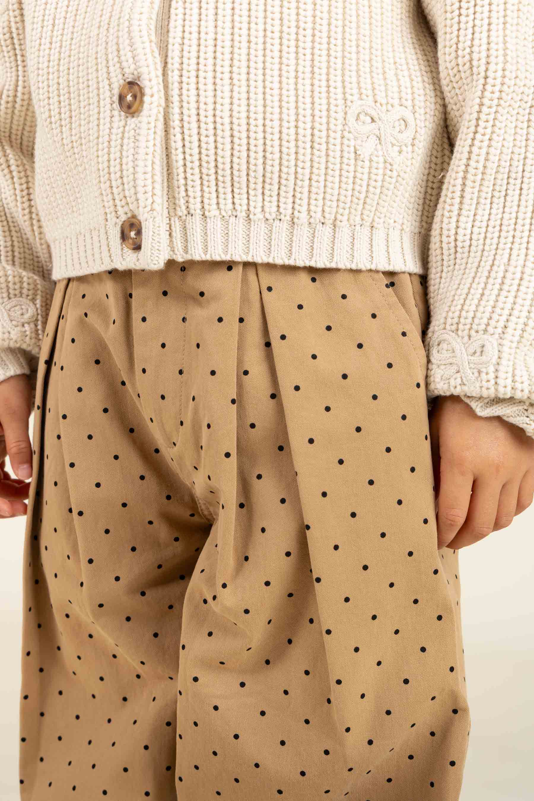 Twill trousers with Dot - Kids - Beige | 100614 Iris