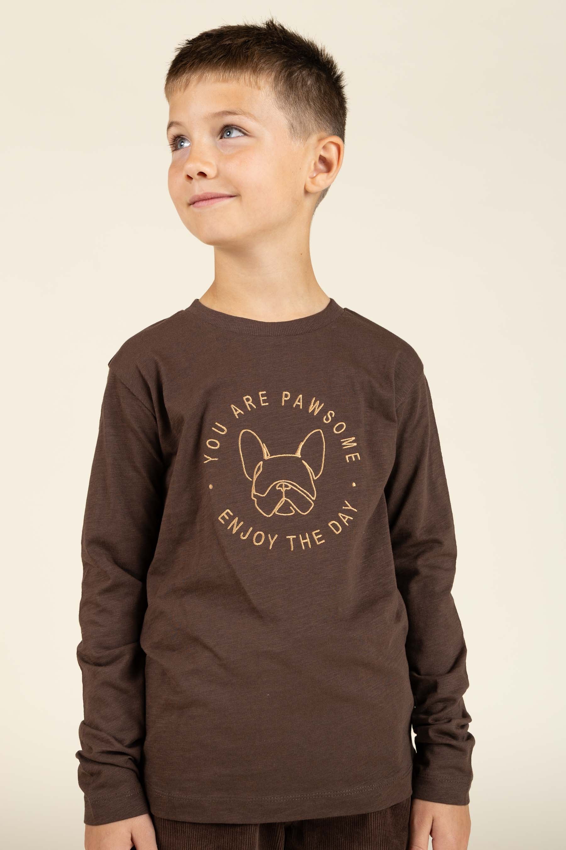 Long Sleeve Slub Jersey T-Shirt - Tween - Chocolate | 100833 Kevin