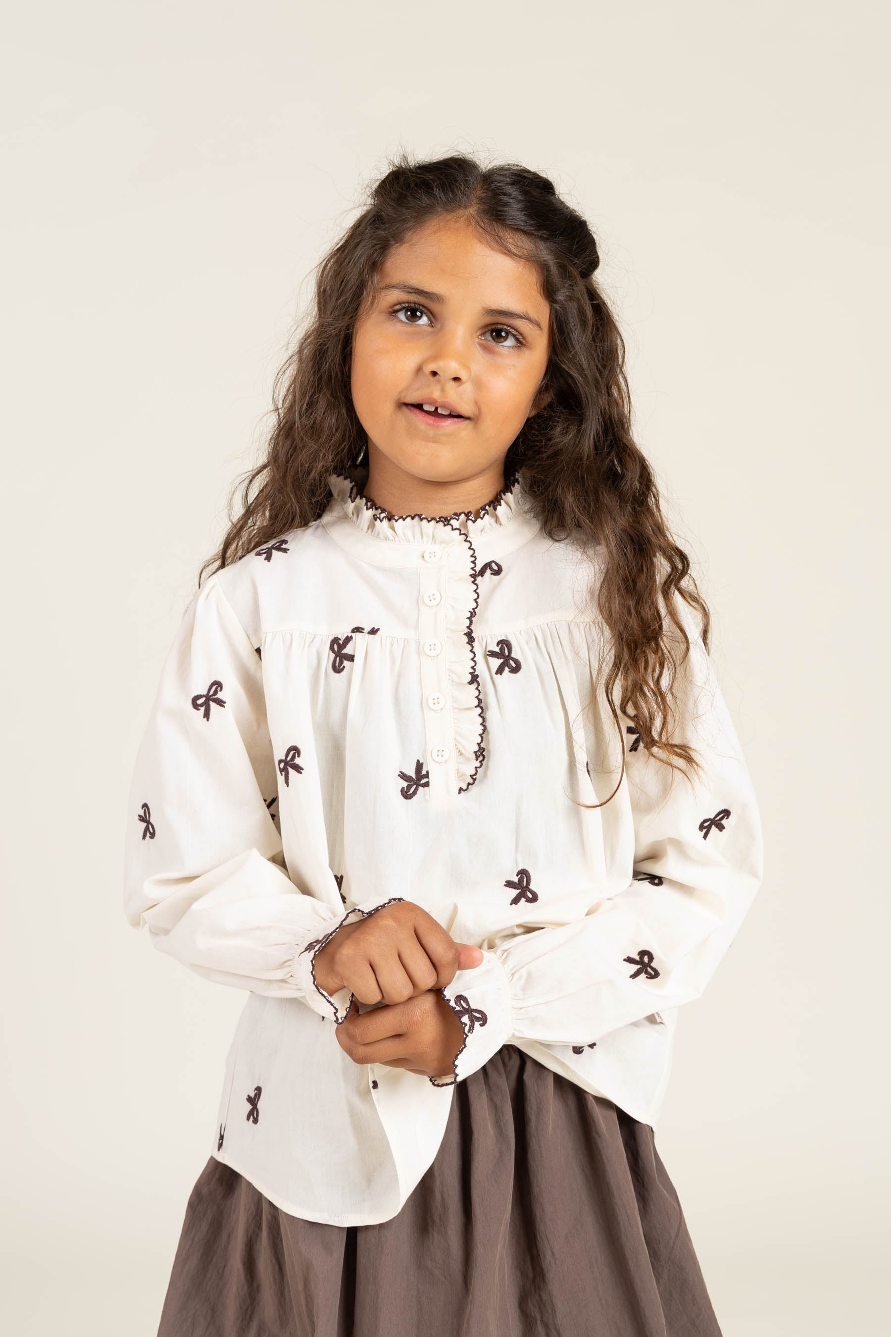 Poplin Blouse with Embroidery - Tween - Off White | 100674 Adison