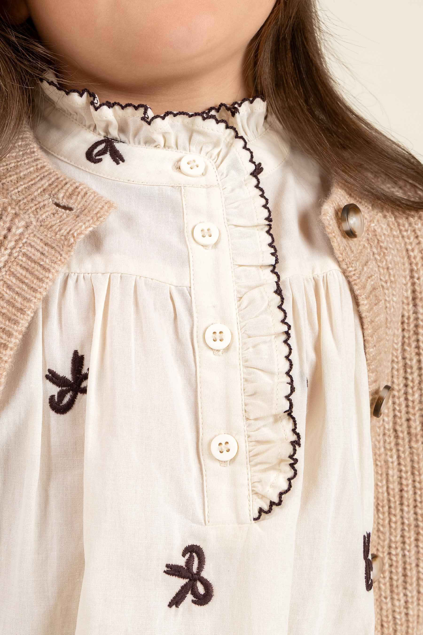 Poplin Blouse with Embroidery - Kids - Off White | 100673 Adison