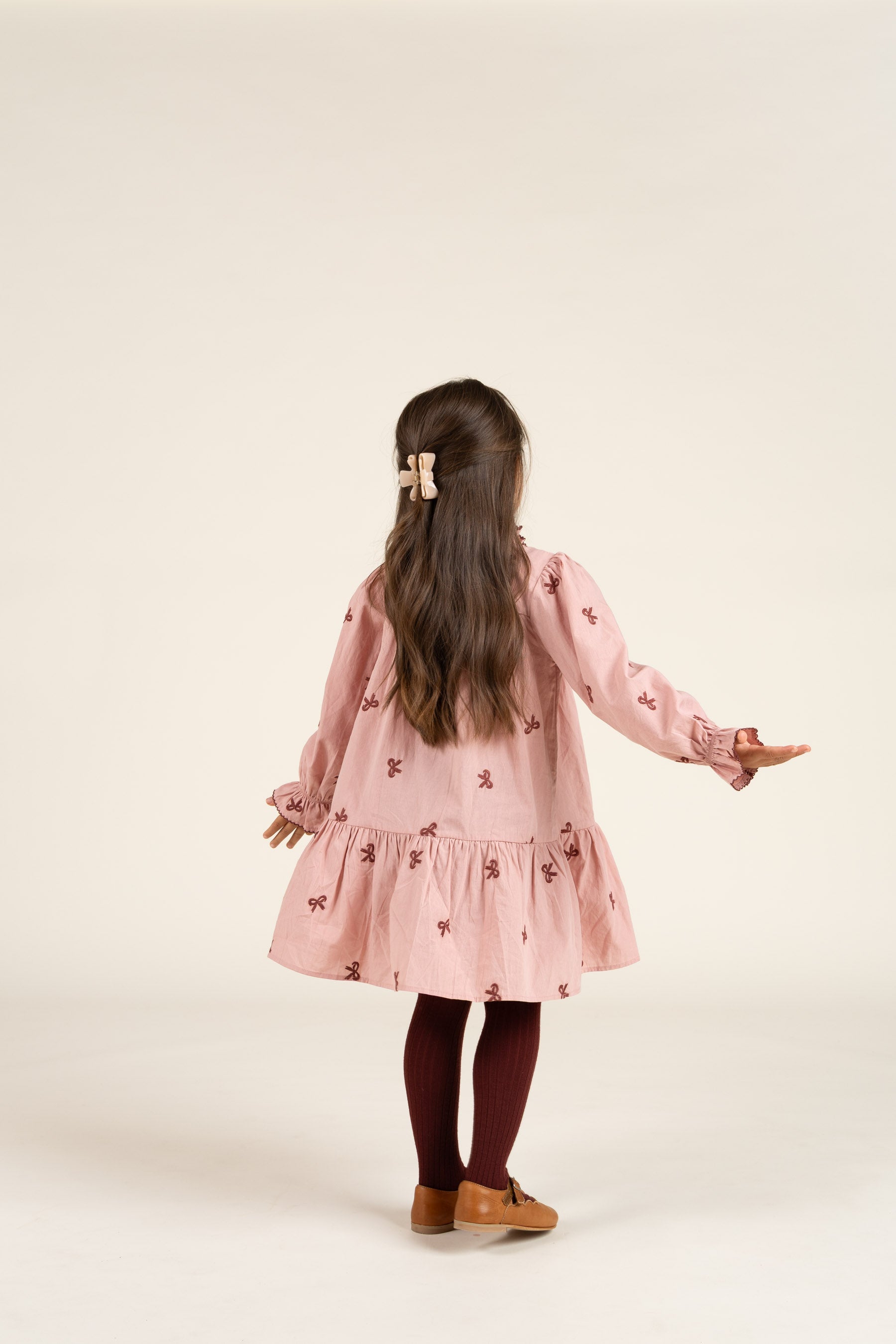 Poplin Dress with Embroidery - Kids - Rose | 100681 Adison