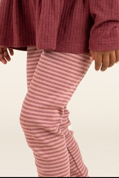 Striped Jersey Leggings - Kids - Rose Stripe | 100654 Elise