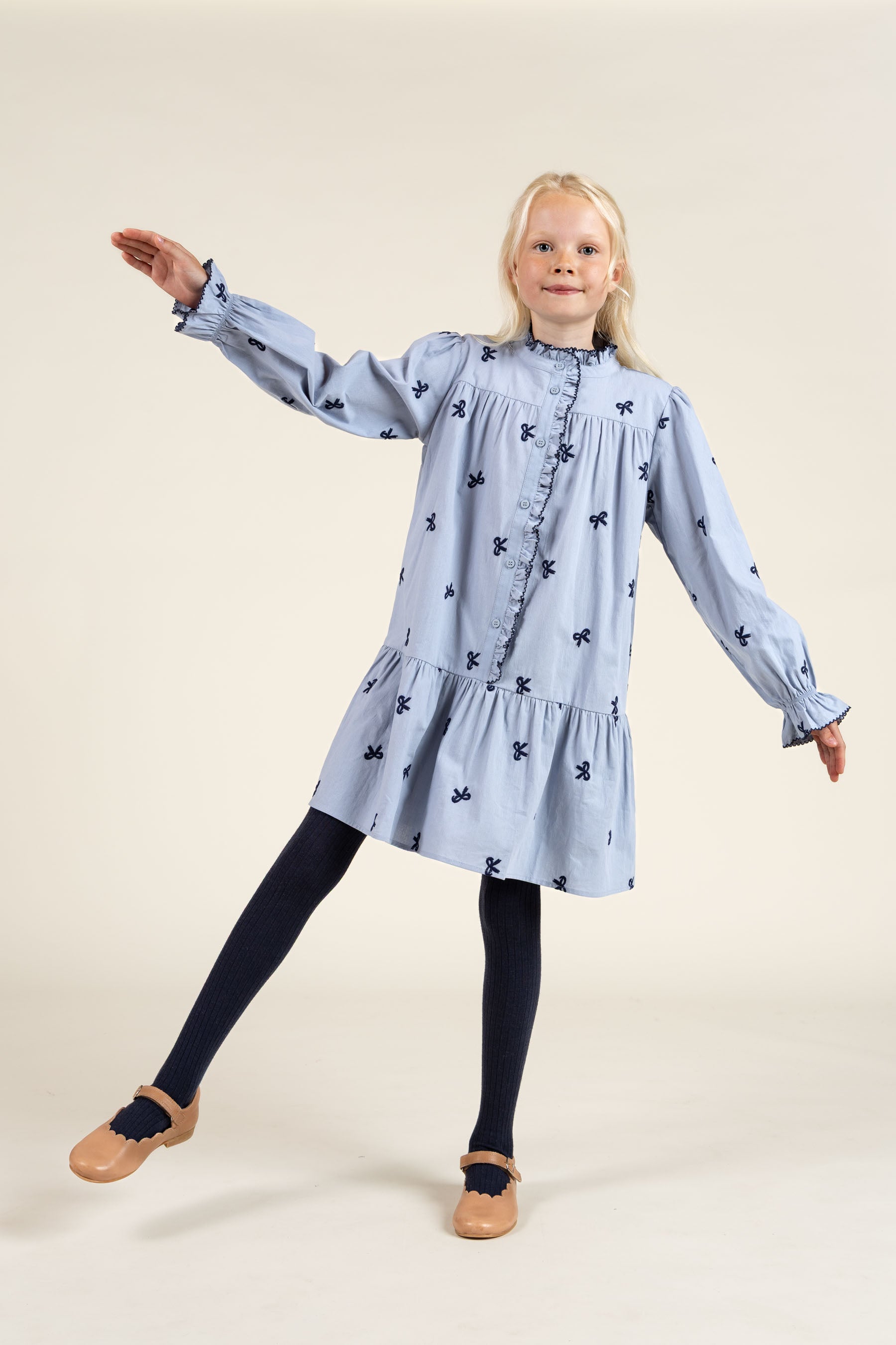 Poplin Dress with Embroidery - Tween - Blue | 100680 Adison