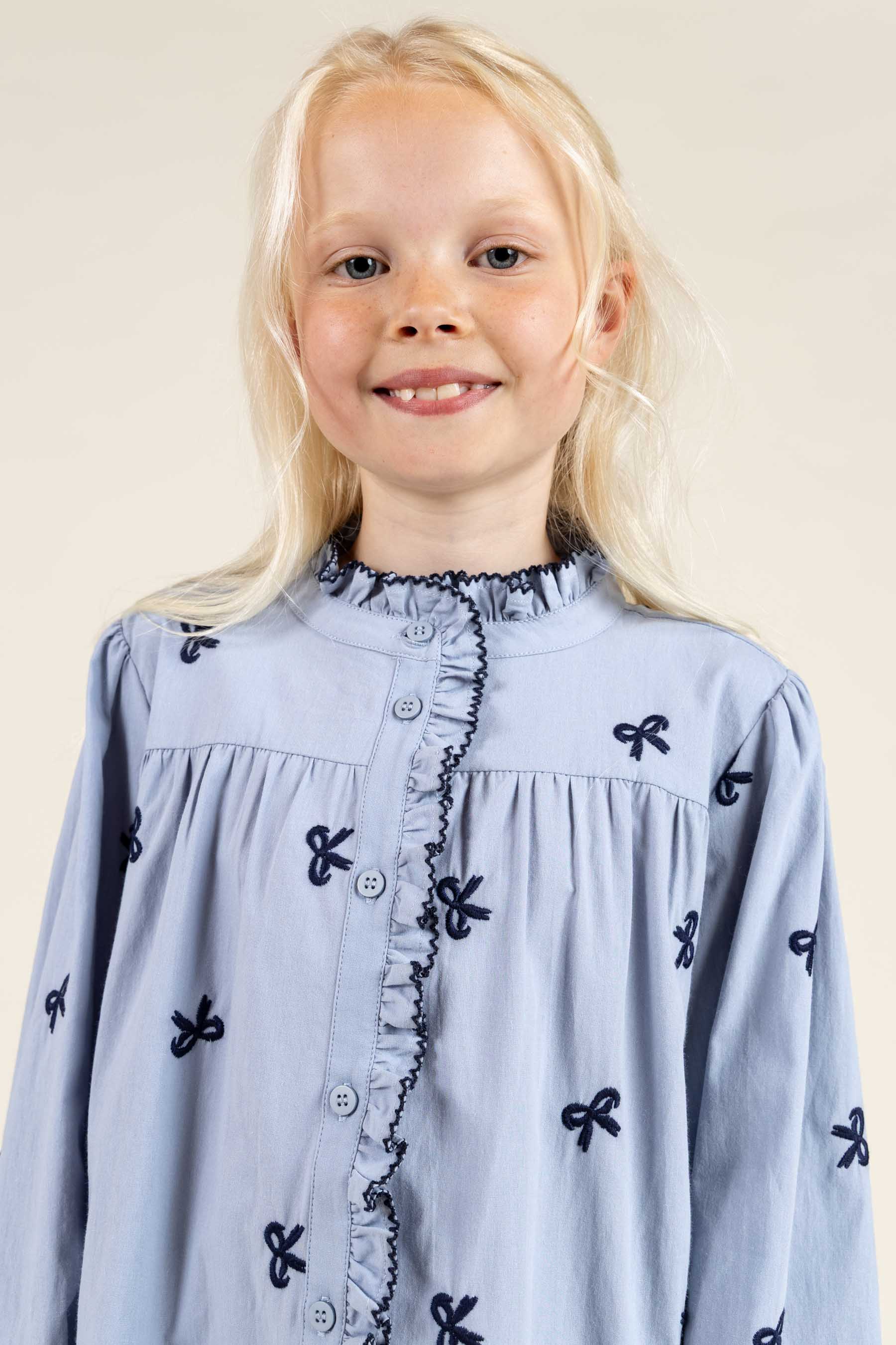 Poplin Dress with Embroidery - Tween - Blue | 100680 Adison