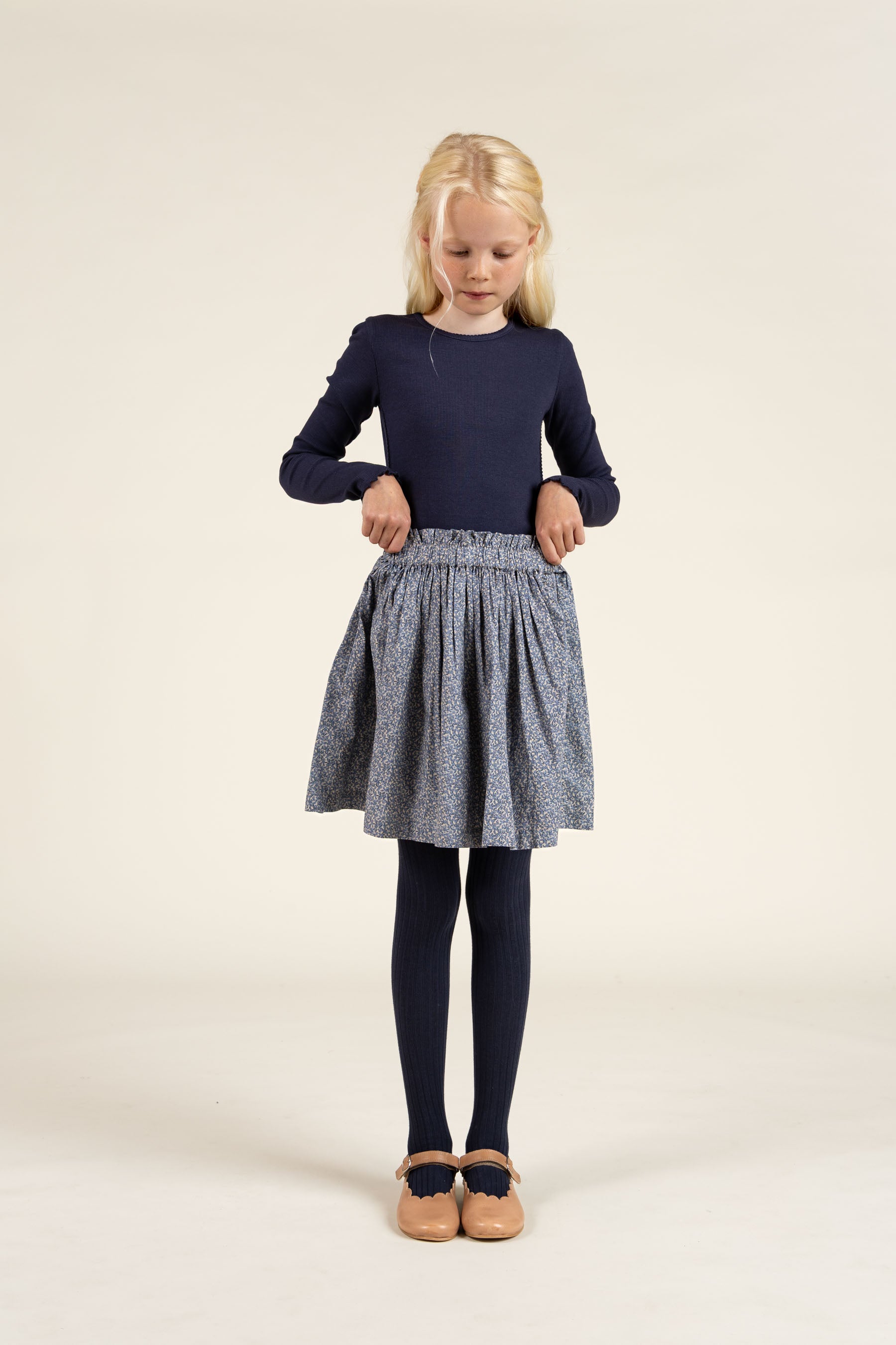 Printed Cotton Poplin Skirt - Tween - Blue | 100795 Allie
