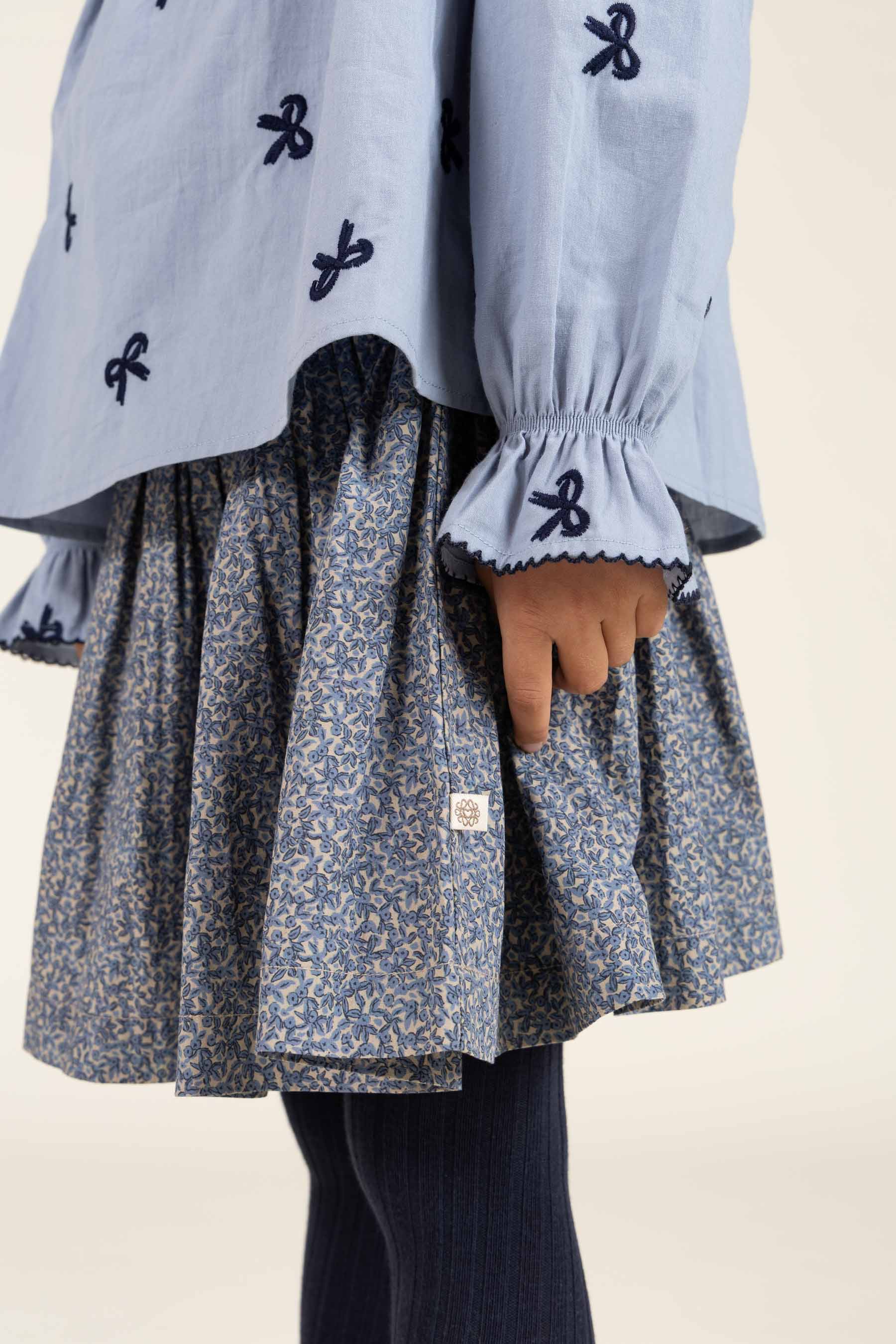 Printed Cotton Poplin Skirt - Kids - Blue | 100794 Allie