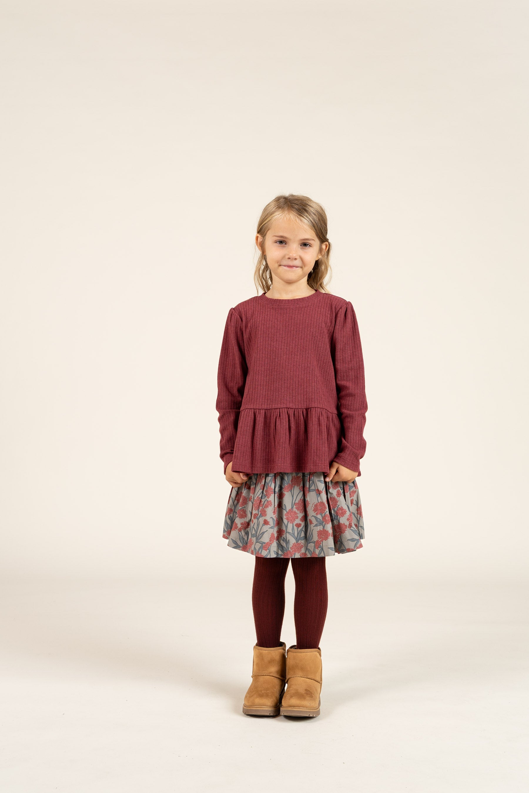Printed Cotton Poplin Skirt - Kids - Rose / Green | 100717 Amy