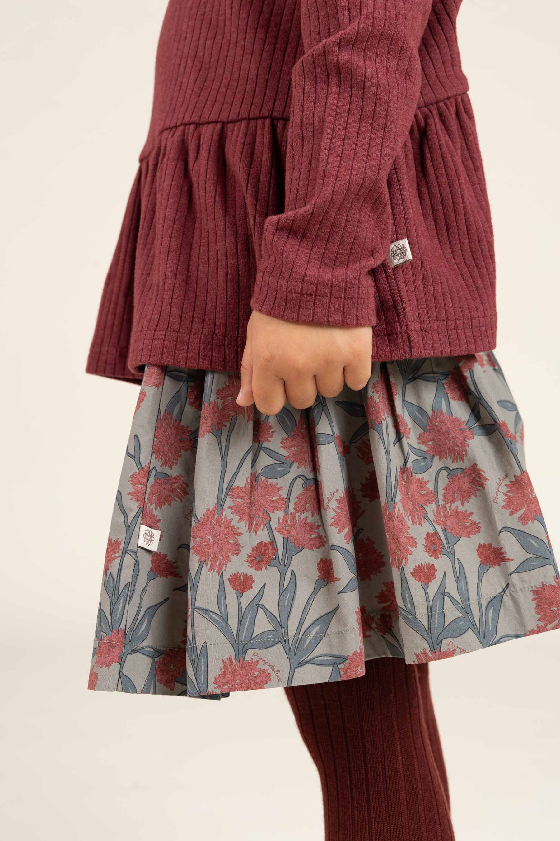 Printed Cotton Poplin Skirt - Kids - Rose / Green | 100717 Amy