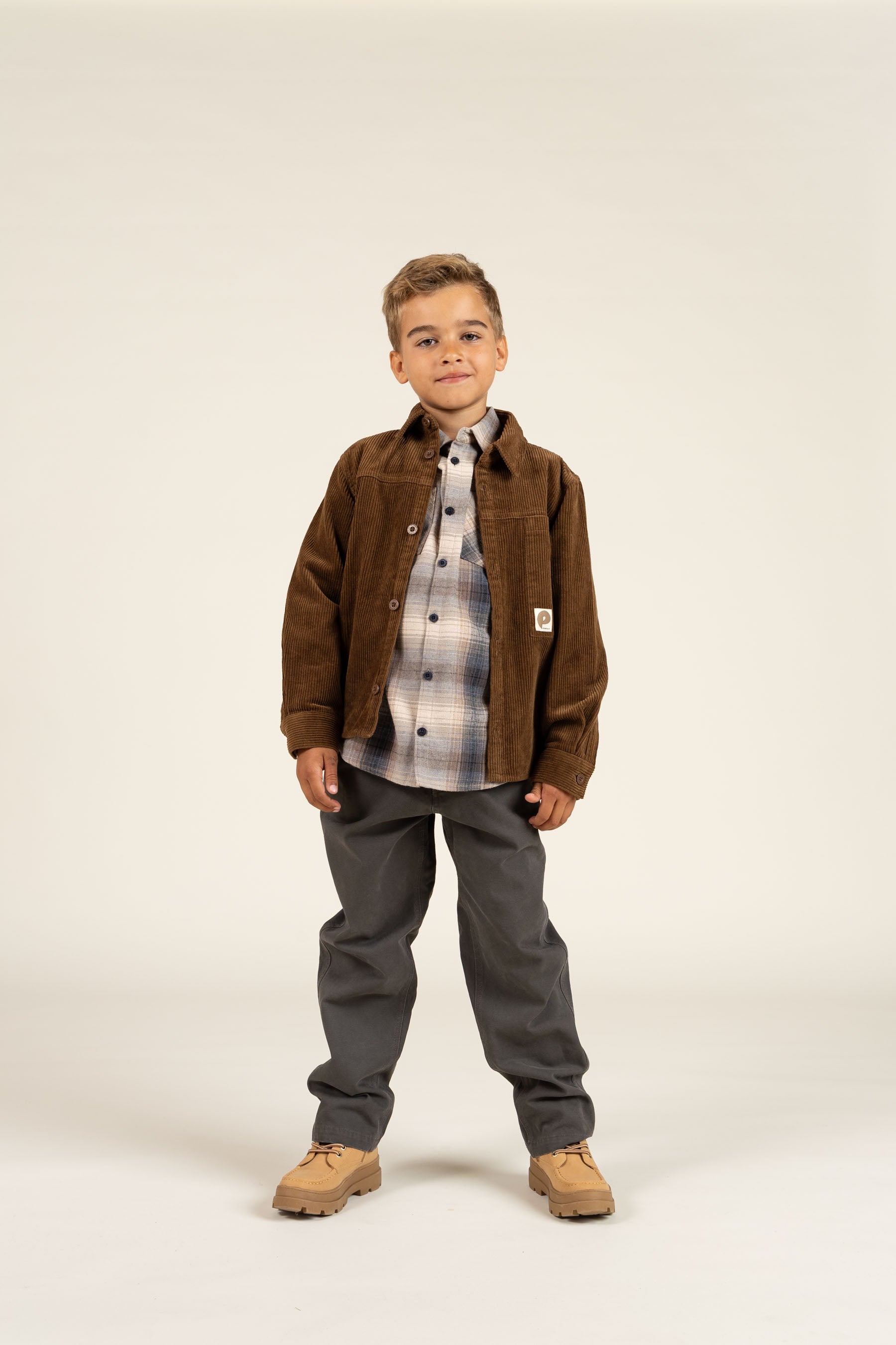 Checked Flannel Shirt - Tween - Brown Navy Check | 100527 Henry