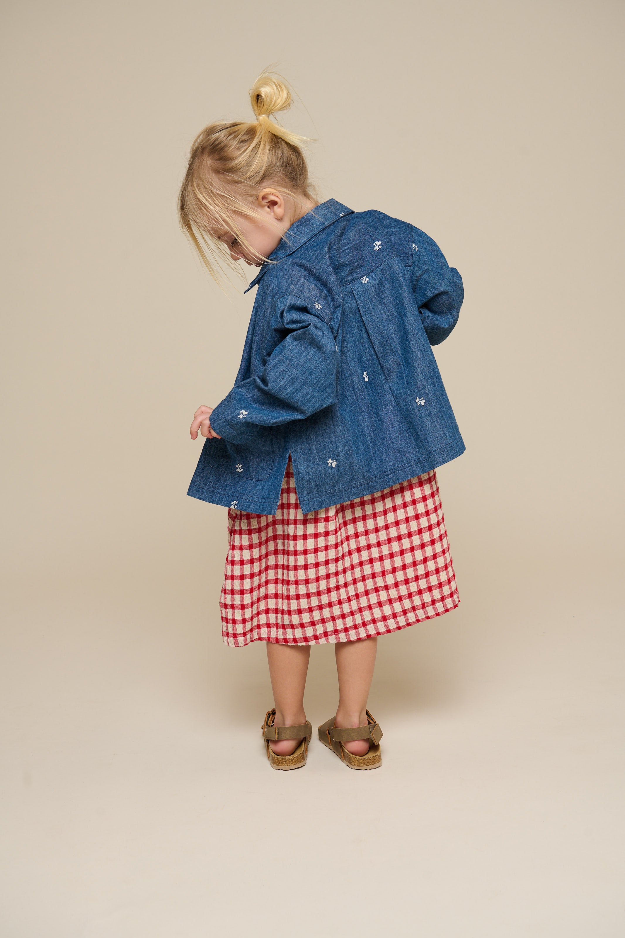 Embroidered Light Denim Shirt Jacket - Kids - Blue Denim | 101051 Isabella
