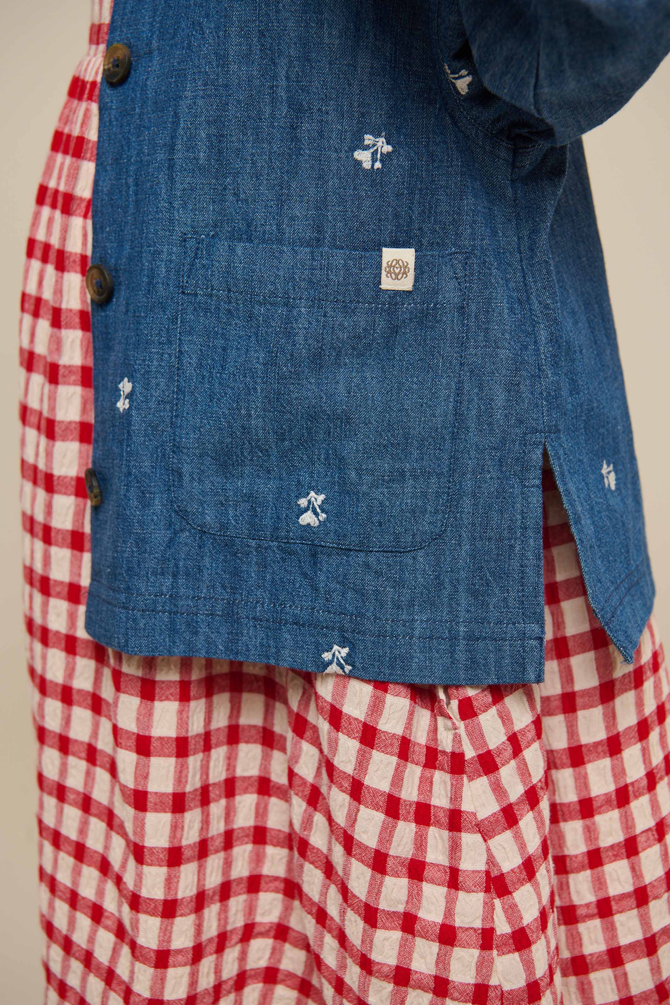 Embroidered Light Denim Shirt Jacket - Kids - Blue Denim | 101051 Isabella
