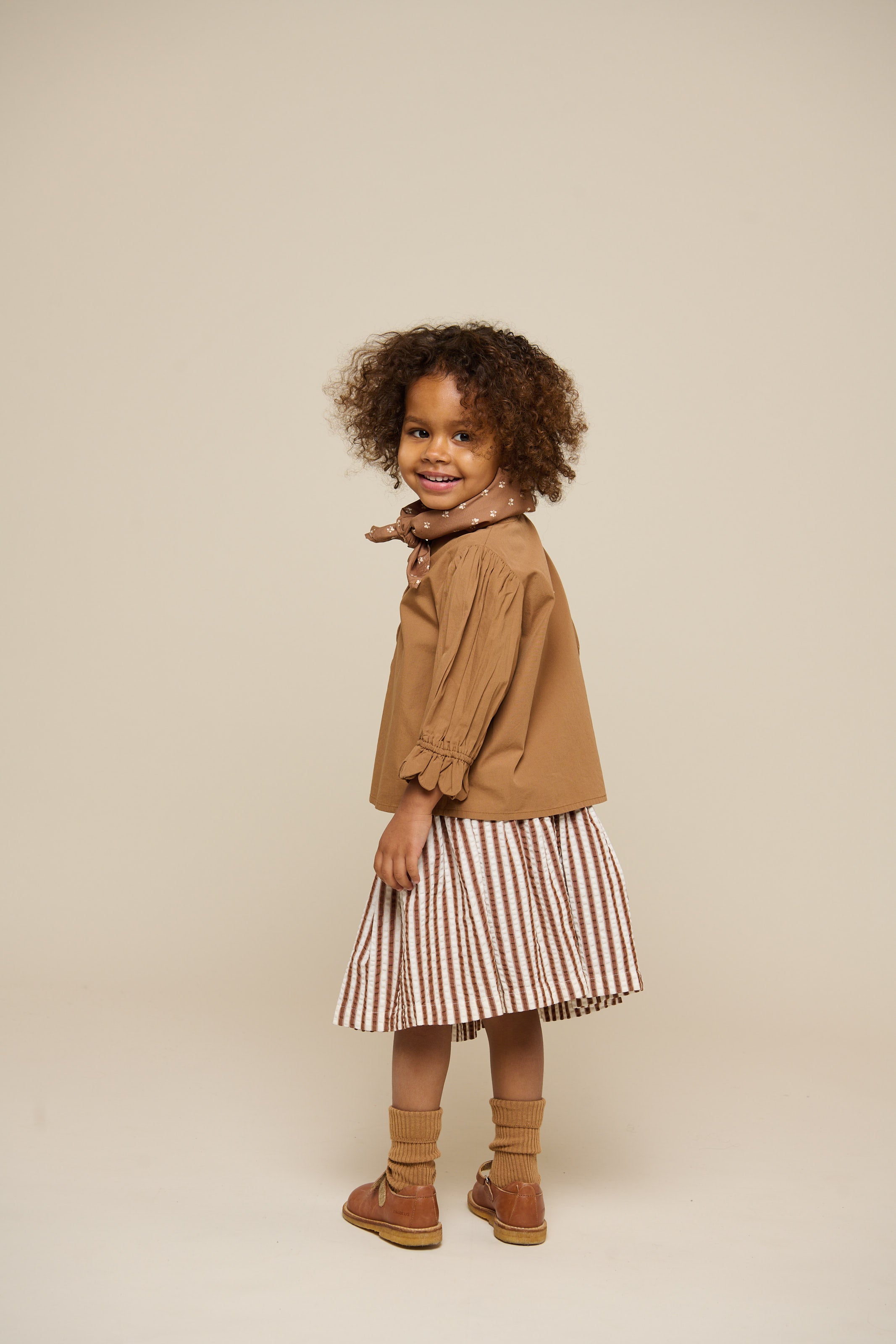 Striped Seersucker Skirt - Kids - Brown | 101193 Nadia
