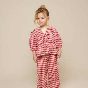 Checked Cotton Blouse - Kids - Cherry Red | 100908 Bonnie