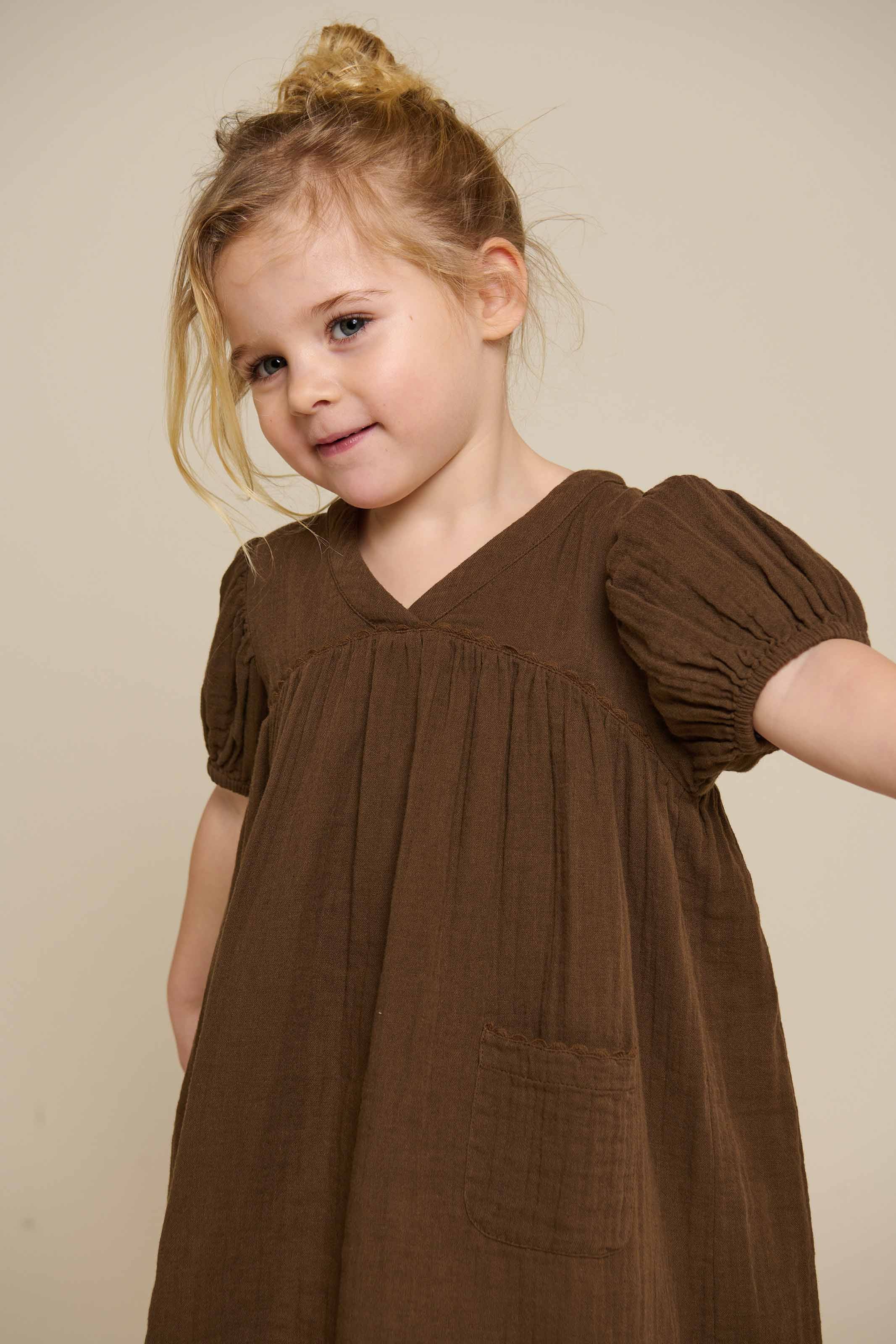 Gauze Dress - Kids - Dark Brown | 100913 Jasmine