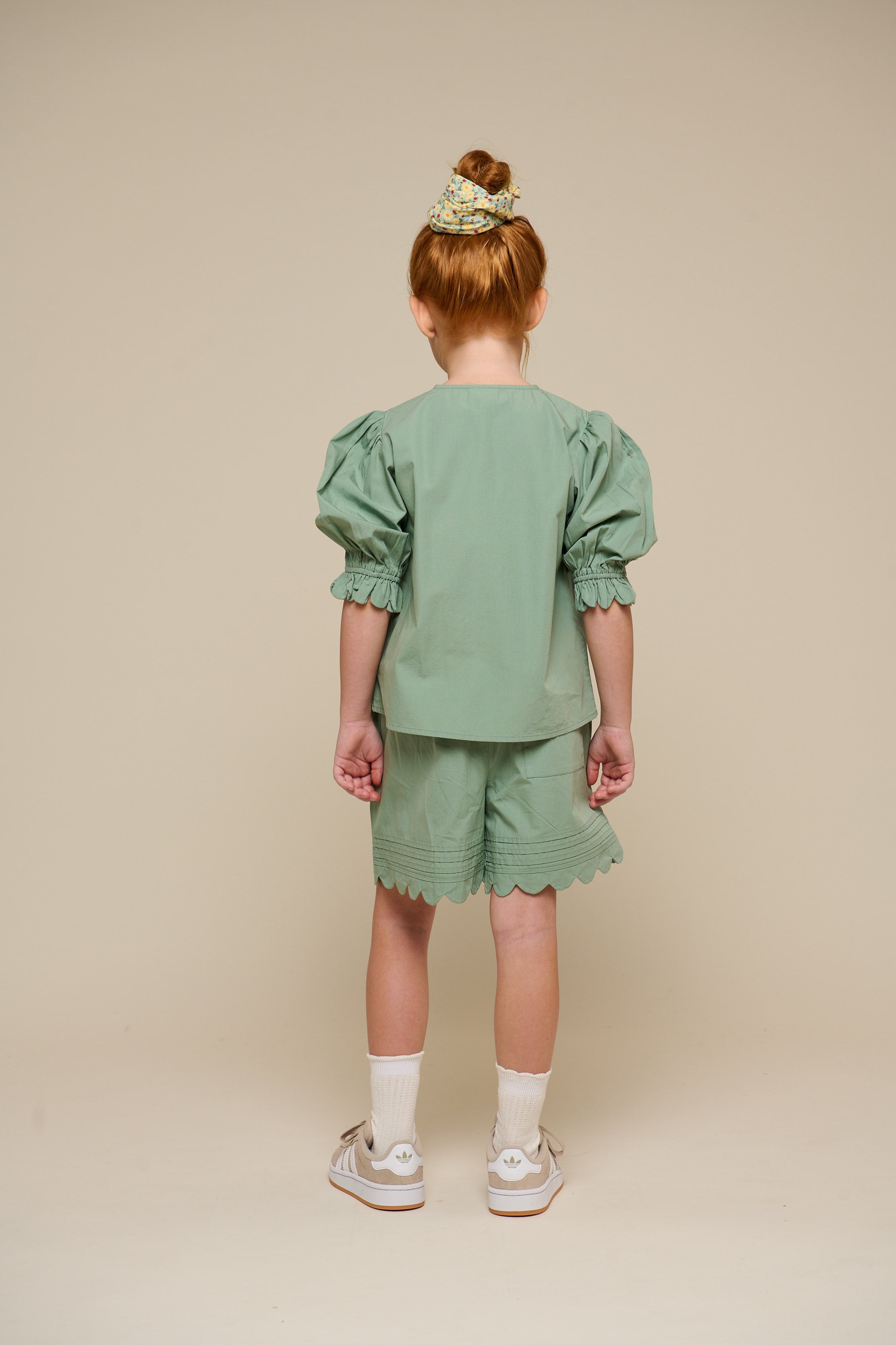 Poplin Shorts with Scallop Edge - Tween - Dusty Green | 101076 Joy