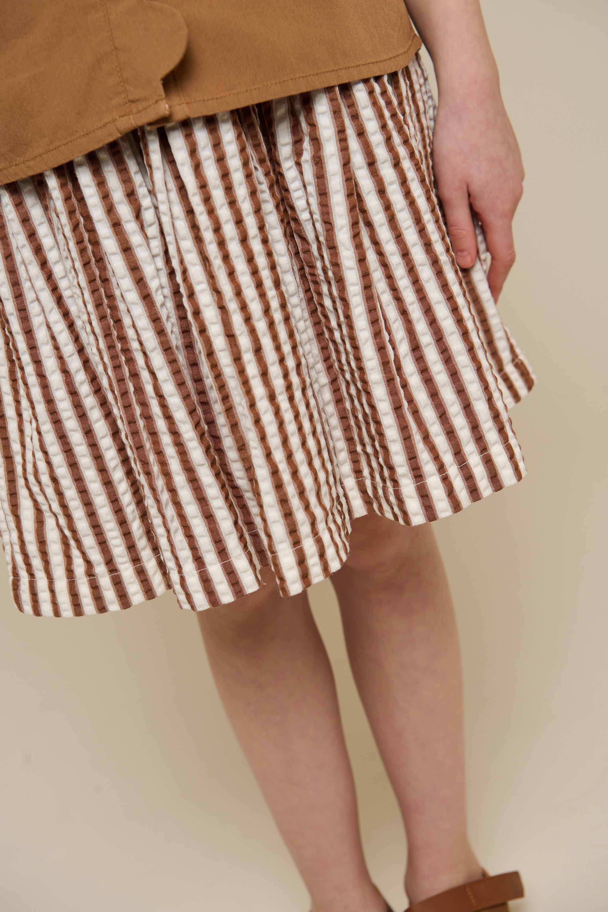Striped Seersucker Skirt - Tween - Brown | 101194 Nadia