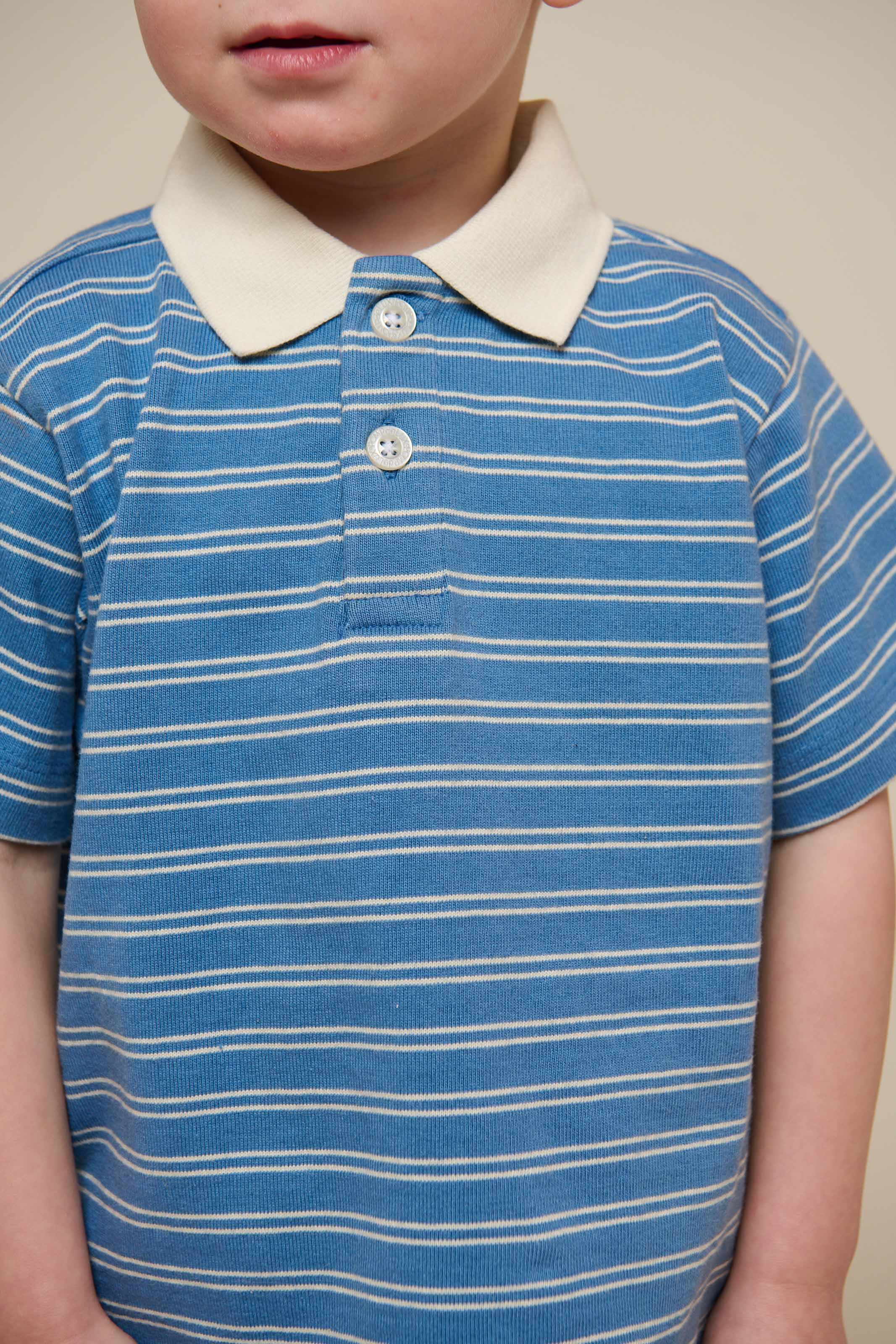 Striped Jersey Poloshirt - Kids - Dusty Blue | 101175 Otto