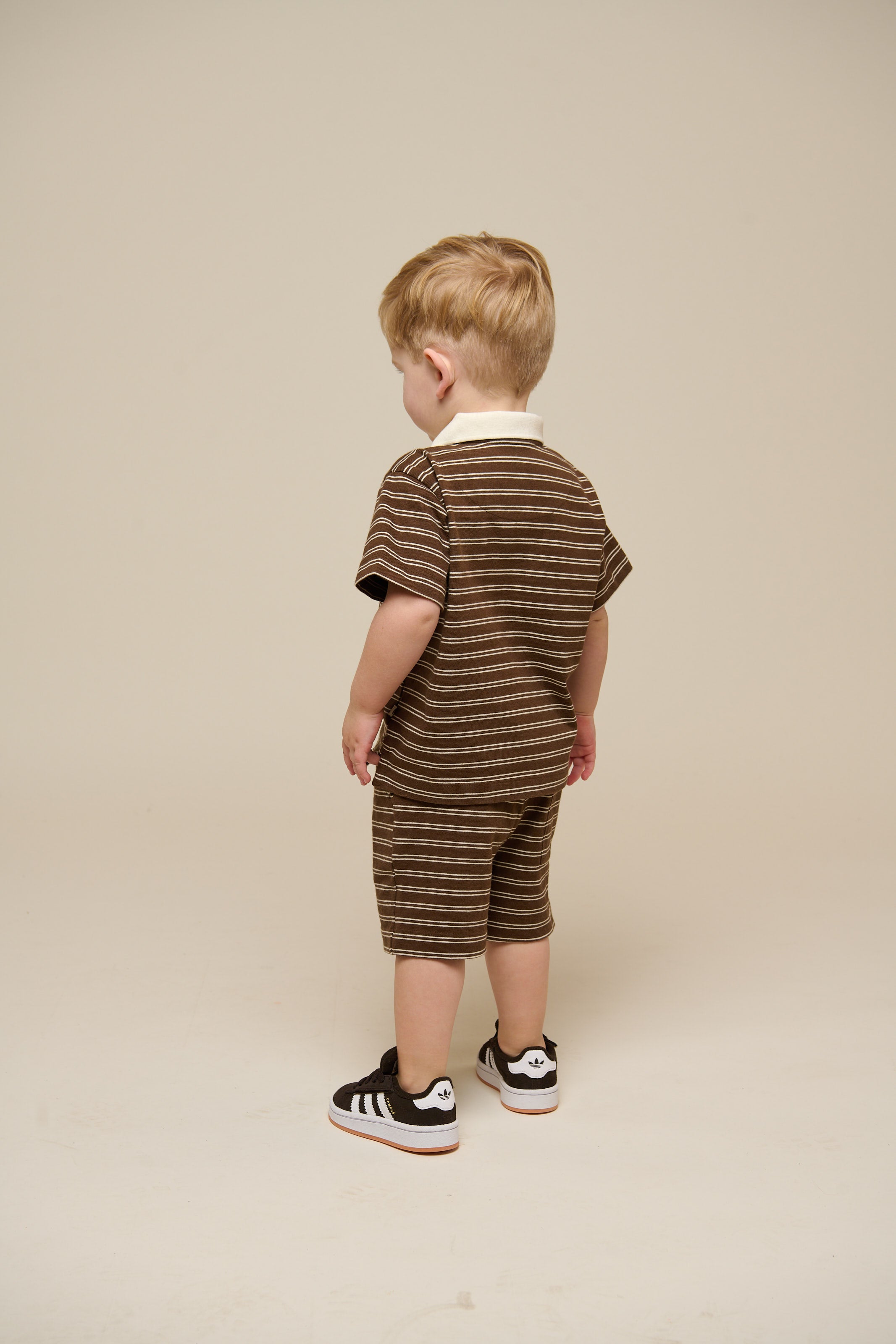 Striped Jersey Shorts - Kids - Dark Brown | 101181 Otto