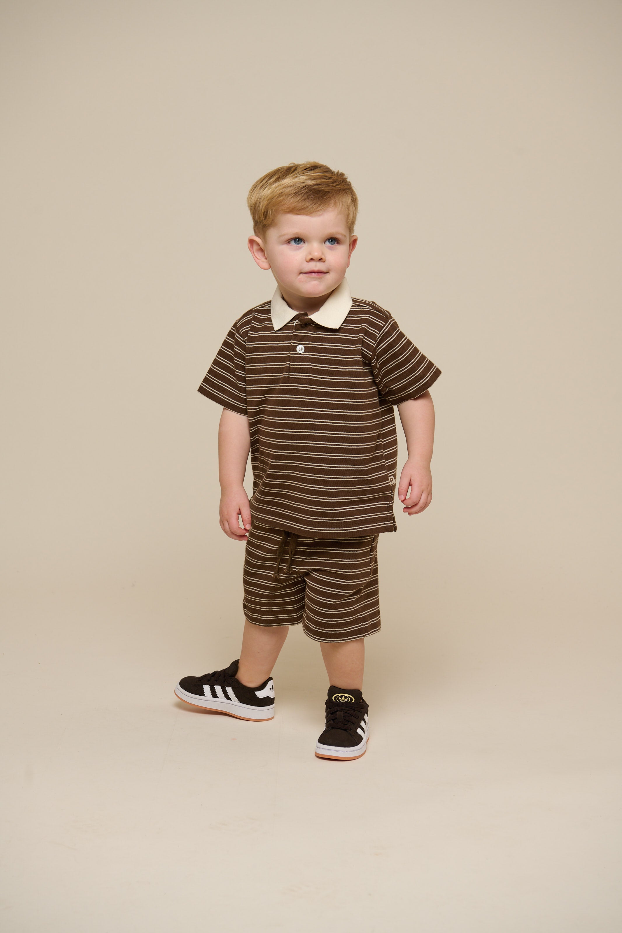 Striped Jersey Shorts - Kids - Dark Brown | 101181 Otto