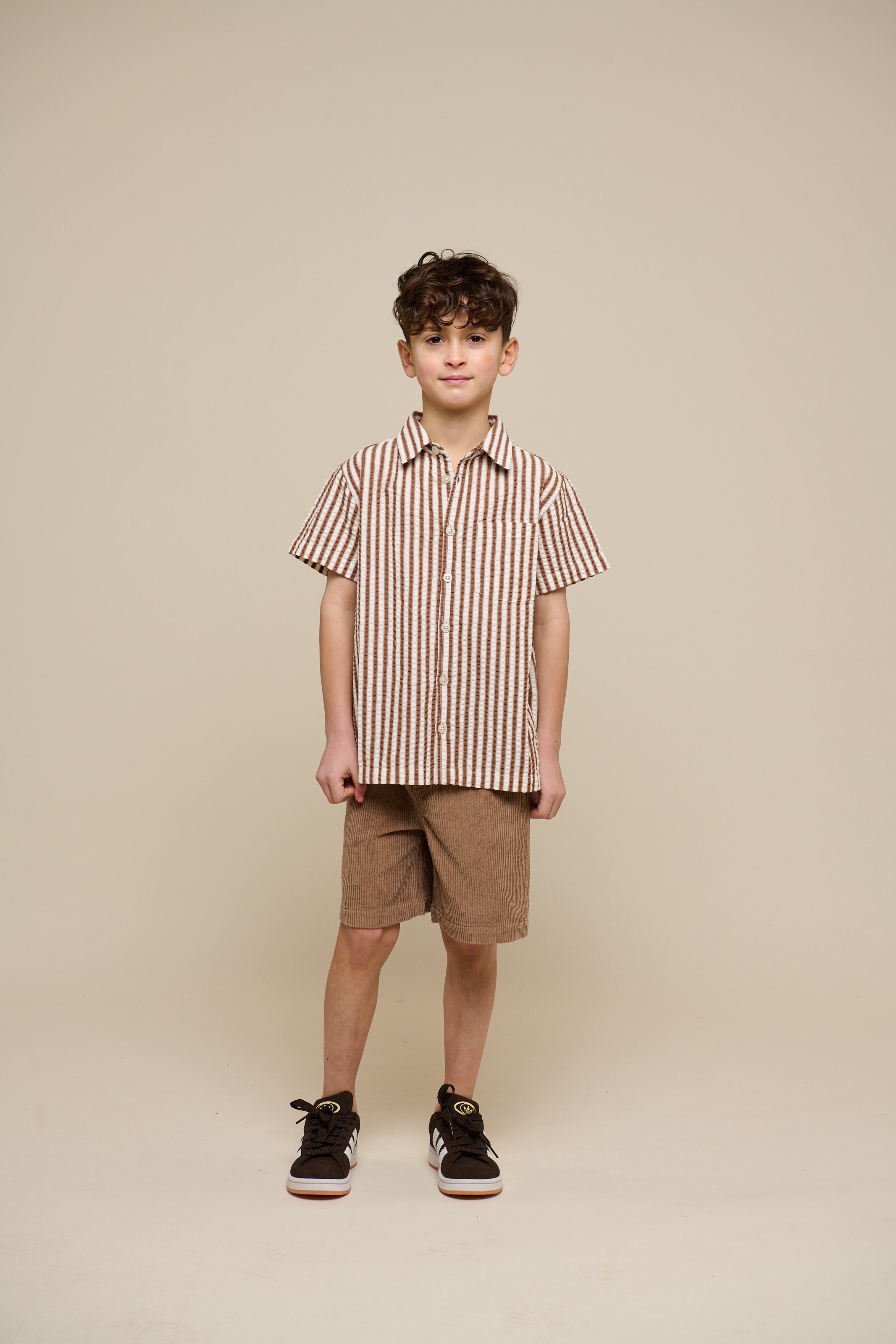 Striped Seersucker Shirt - Tween - Brown | 101186 Frank