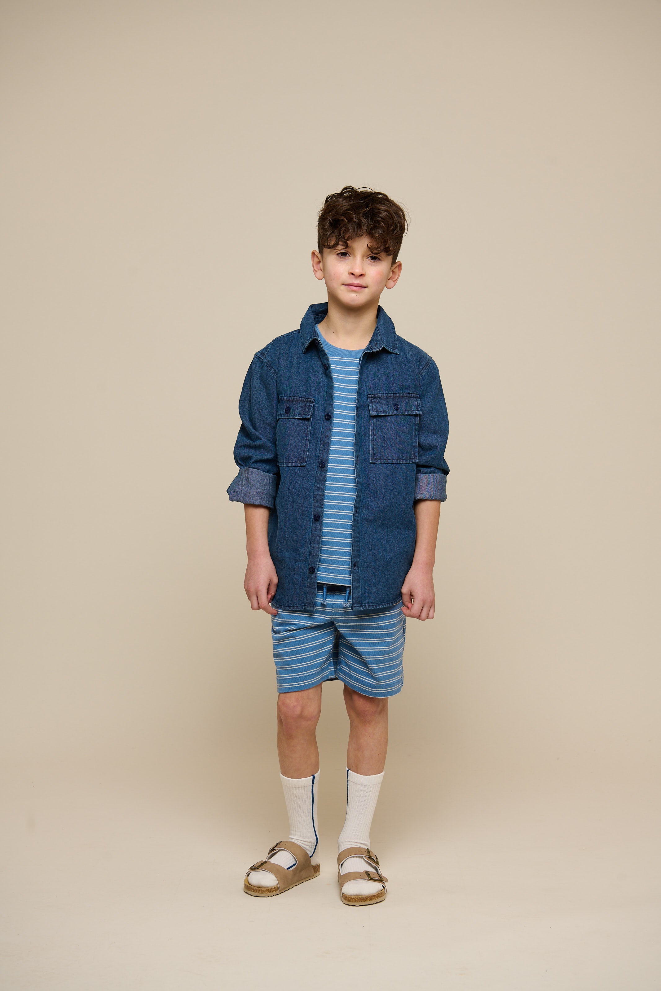 Striped Jersey Shorts - Tween - Dusty Blue | 101184 Otto