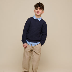 Textured Woven Cotton Trousers - Tween - Sand | 101200 Walter