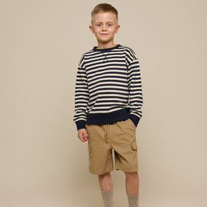 Striped Crewneck Sweatshirt - Tween - Navy Stripe | 101345 Cole