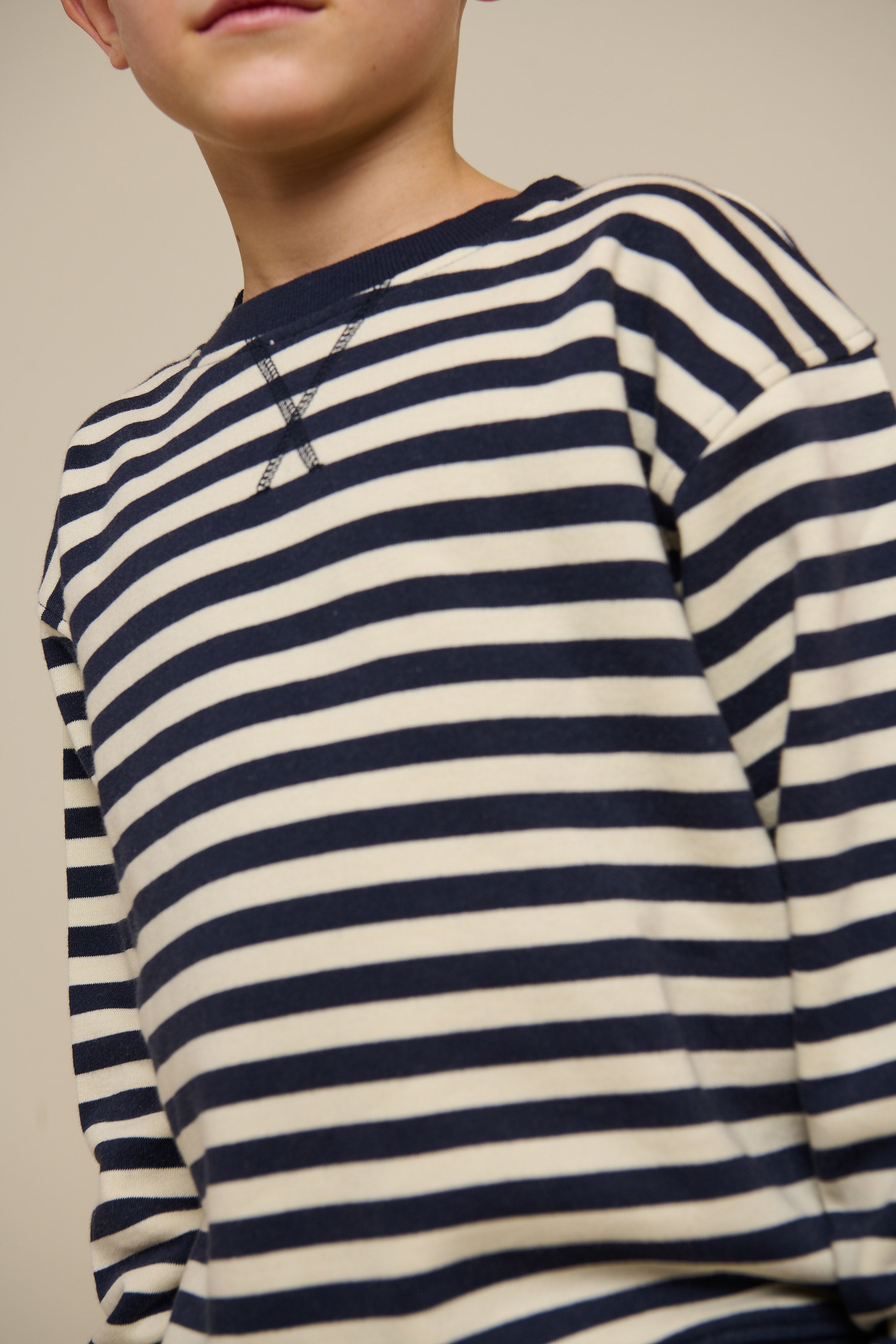 Striped Crewneck Sweatshirt - Tween - Navy Stripe | 101345 Cole