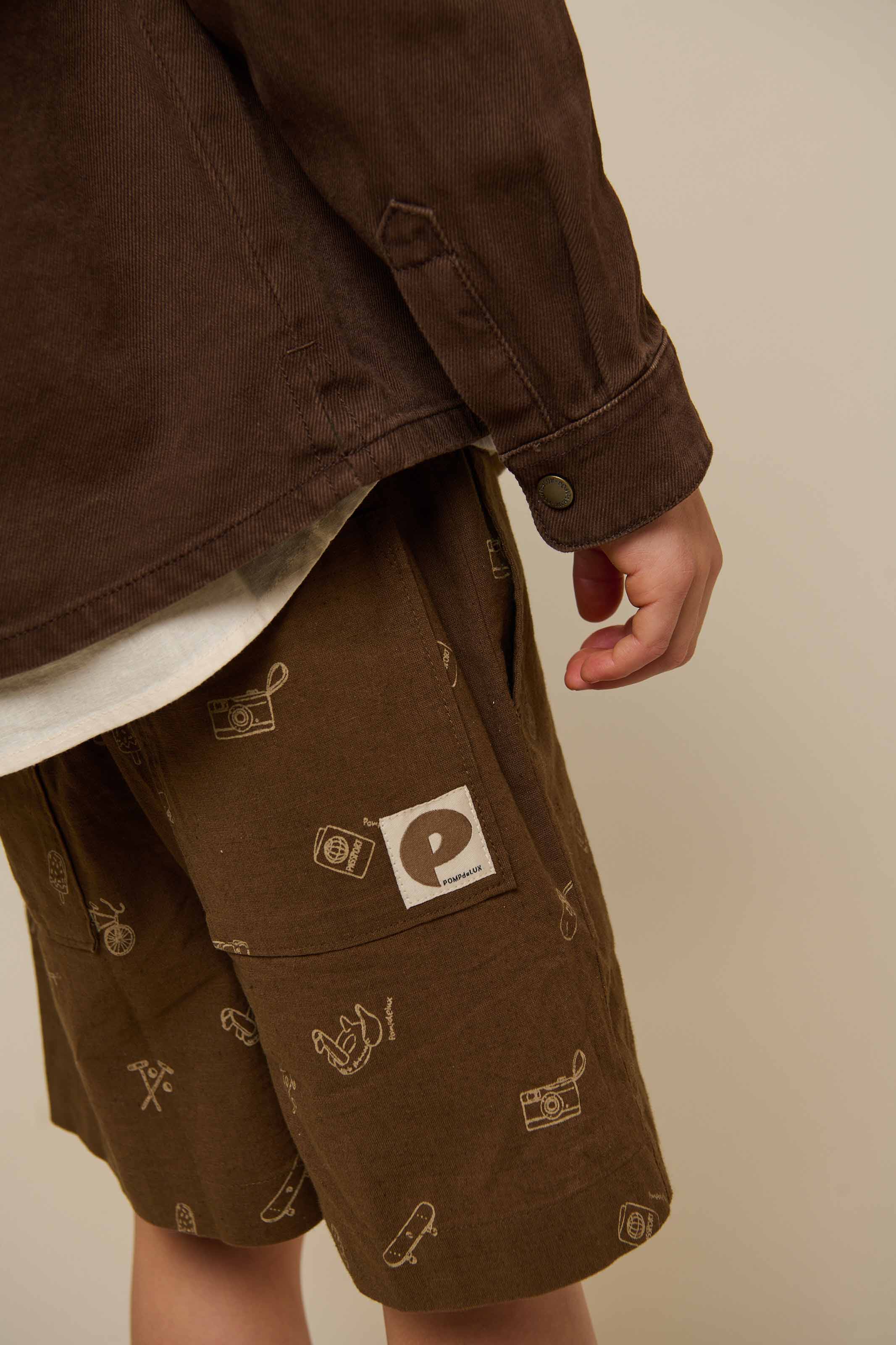 Printed Linen Mix Shorts - Tween - Dark Brown | 101172 William