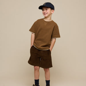 Textured Short Sleeve T-Shirt - Tween - Coffee | 100712 Malthe