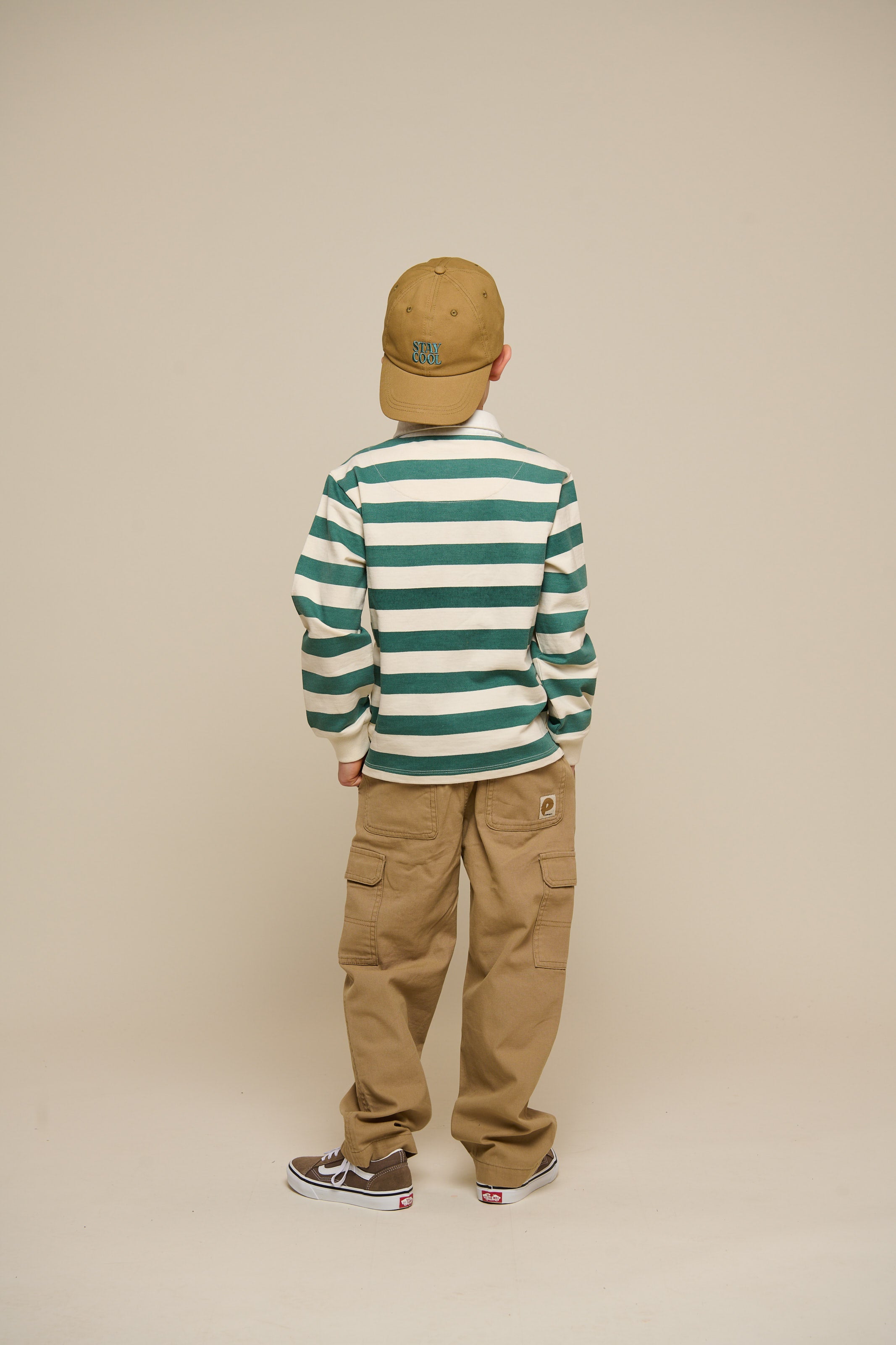 Striped Polo Sweatshirt - Tween - Tropical Green/Offwhite | 101341 Marco