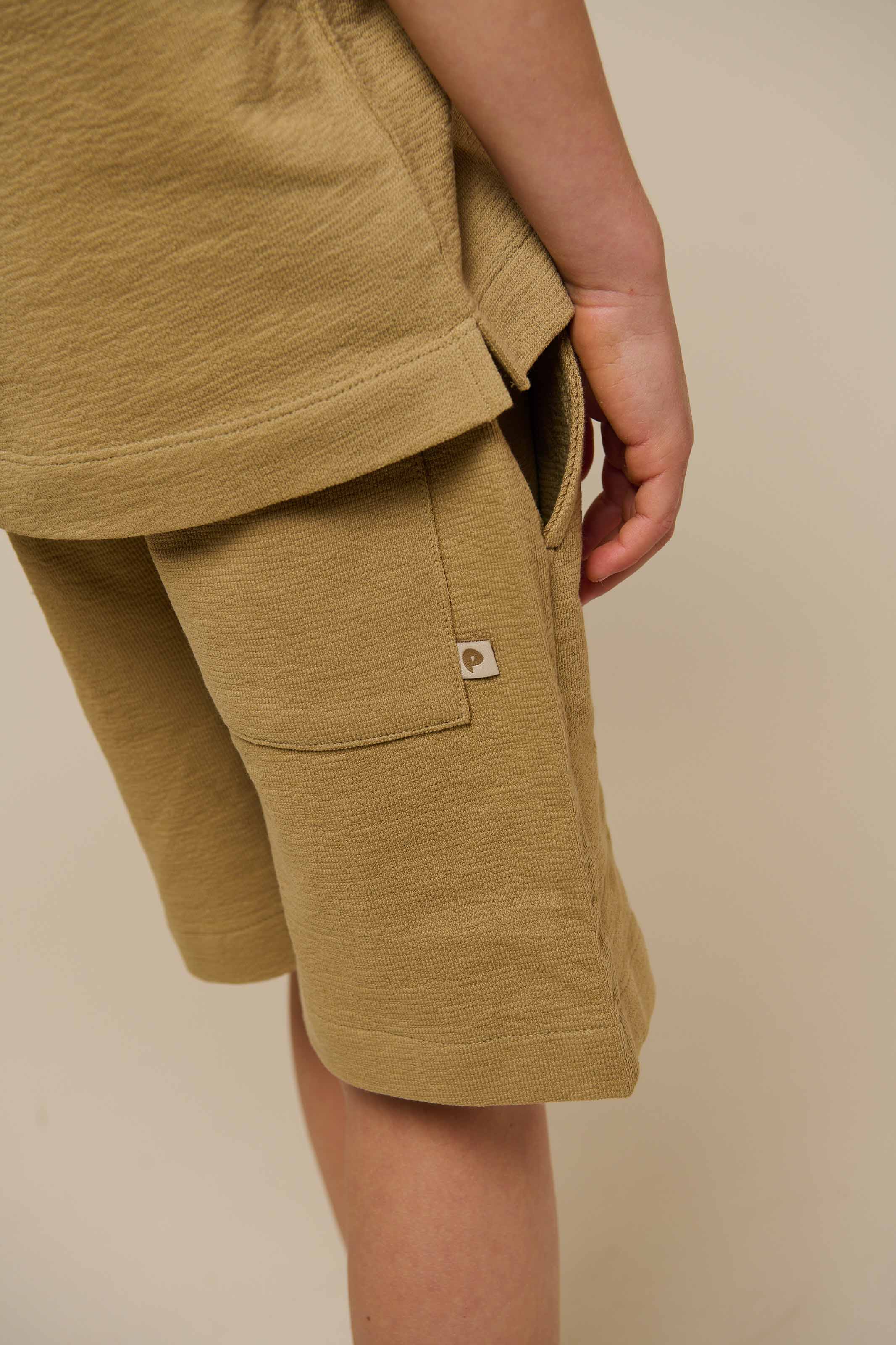Textured Jersey Shorts - Tween - Khaki | 101222 Sonny