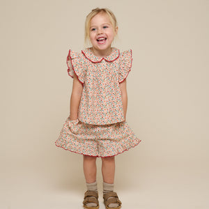 Flower Printed Poplin Shorts - Kids - Rose | 100956 Poppy
