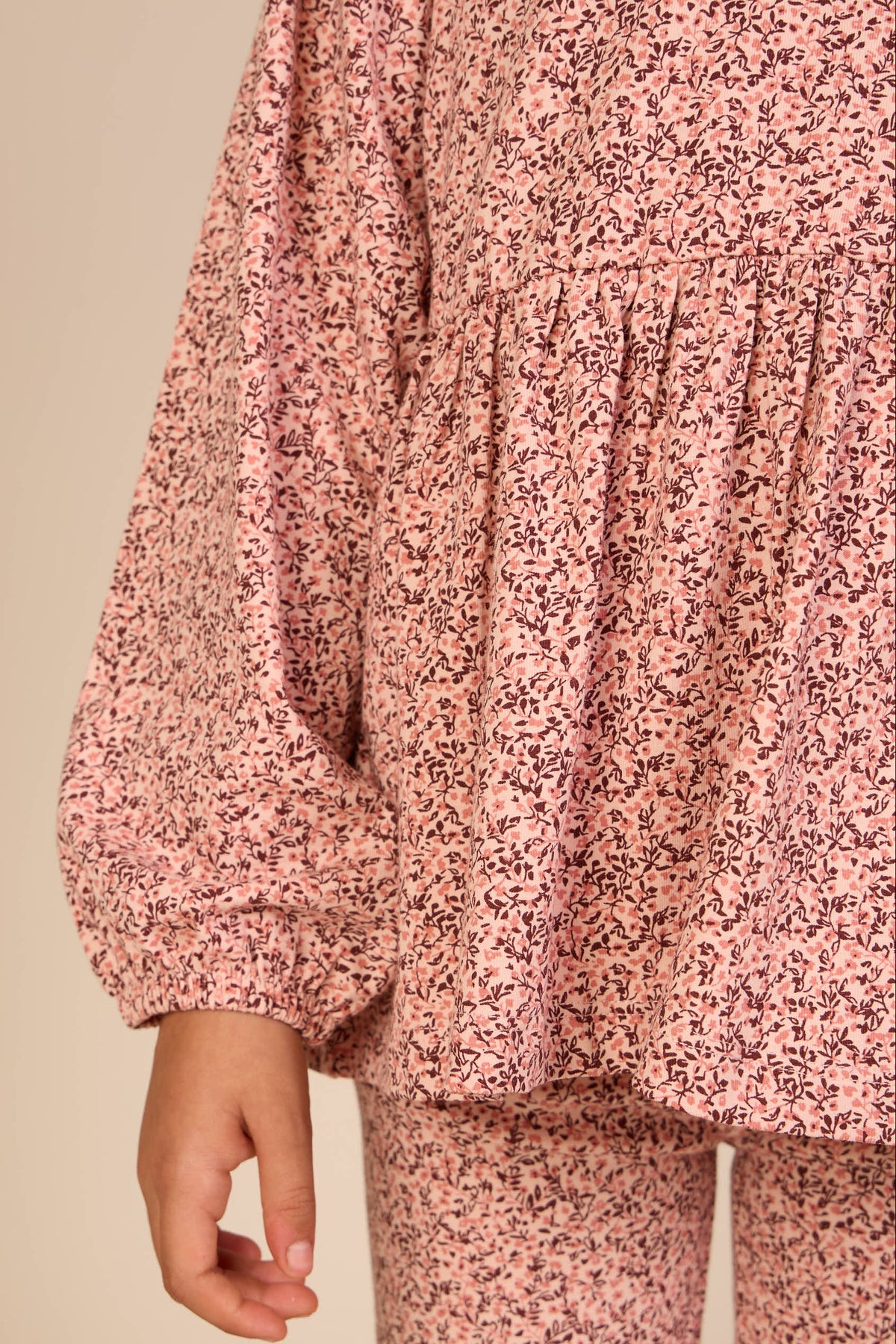 Printed Peplum Jersey Blouse - Kids - Rose/Bordeaux | 101543 Heidi