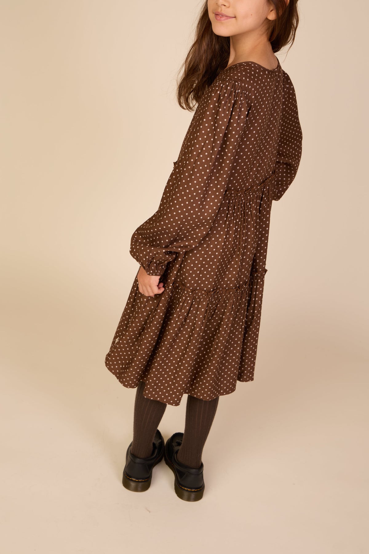 Dotted Viscose Midi Dress - Tween - Brown/Offwhite | 101658 Feline
