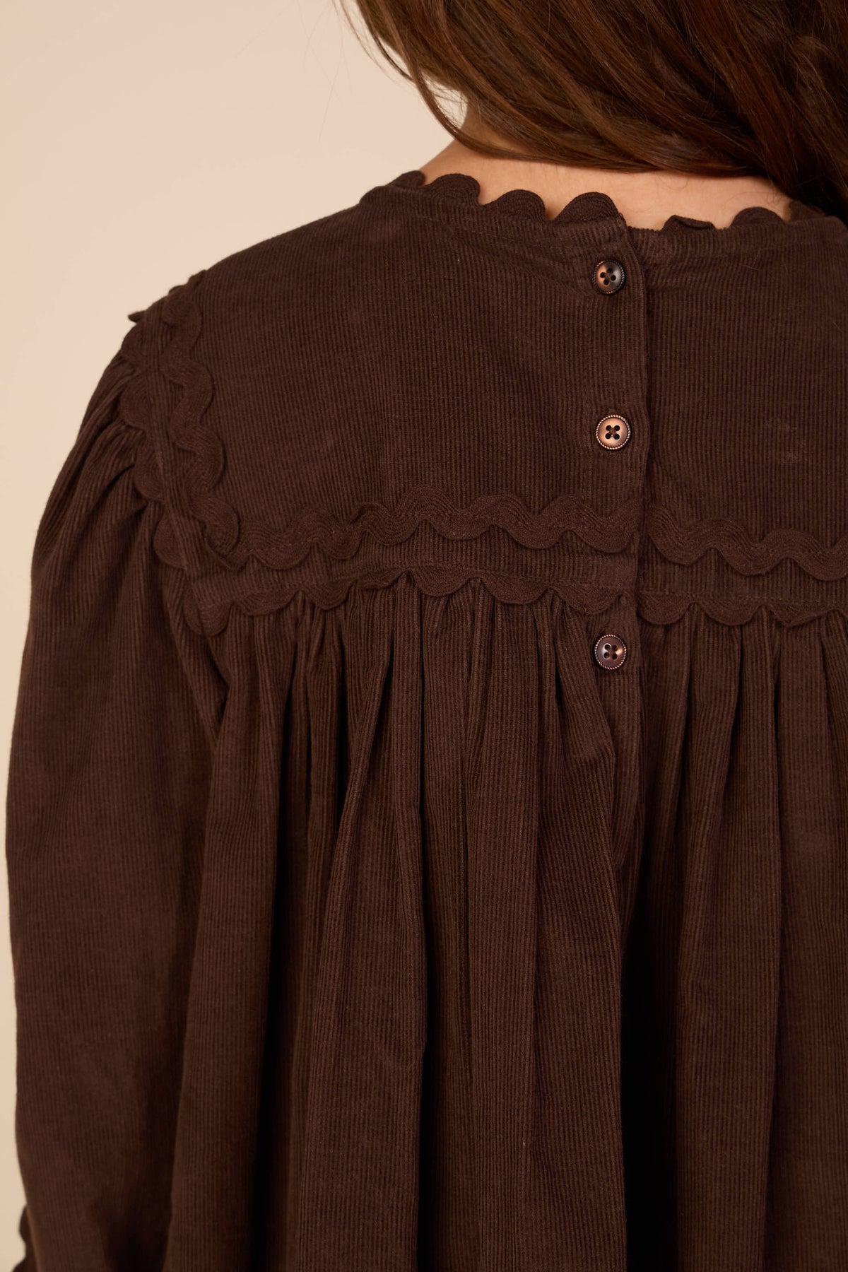 Ric Rac Corduroy Dress - Kids - Dark Brown | 101473 Sille