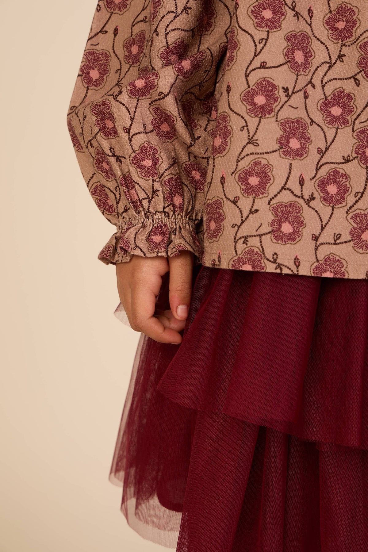 Floral Cotton Blouse - Kids - Rose/Bordeaux | 101433 Nova