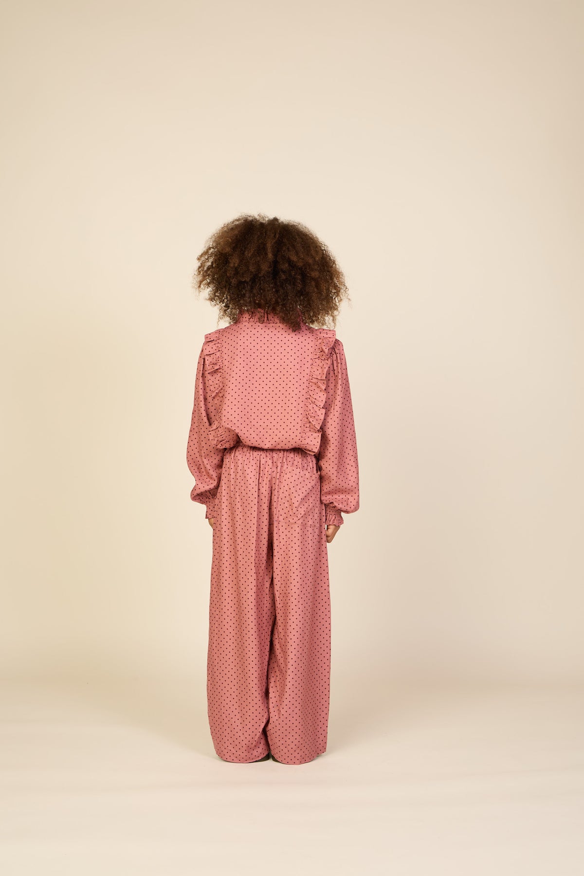 Dotted Wide-Leg Viscose Trousers - Tween - Dusty Rose/Bordeaux | 101659 Feline