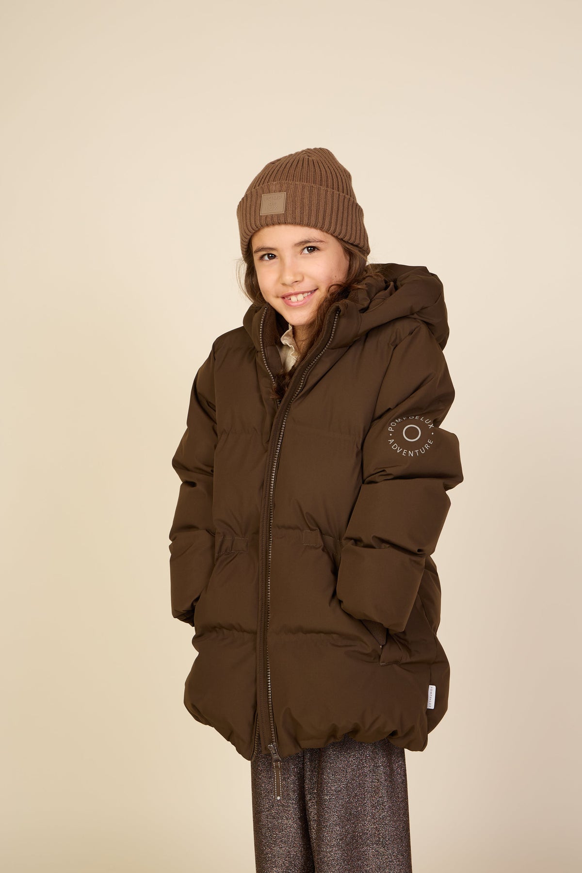 Winter Puffer Jacket with Drawstring - Tween - Dark Brown | 101414 Elenor