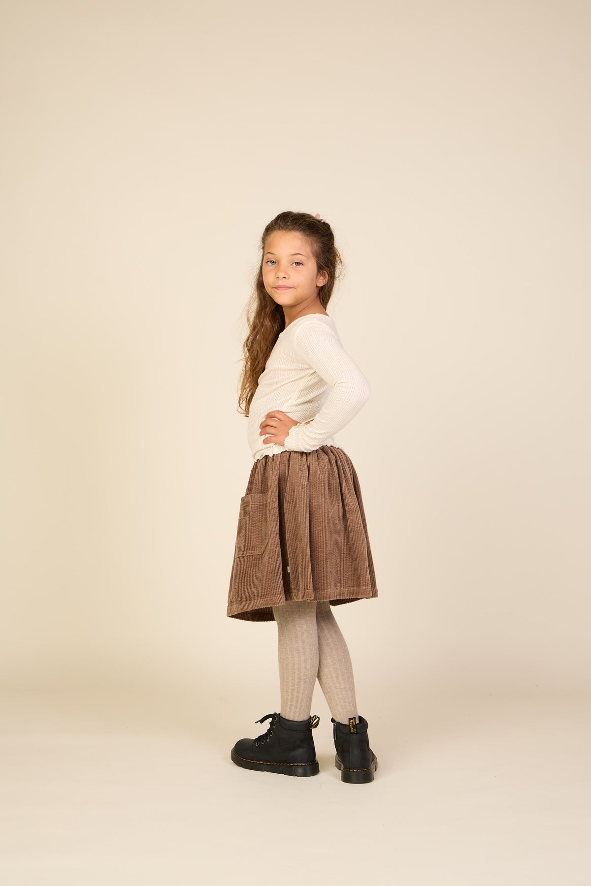Corduroy Patch Pocket Skirt - Tween - Brown | 101680 Greta