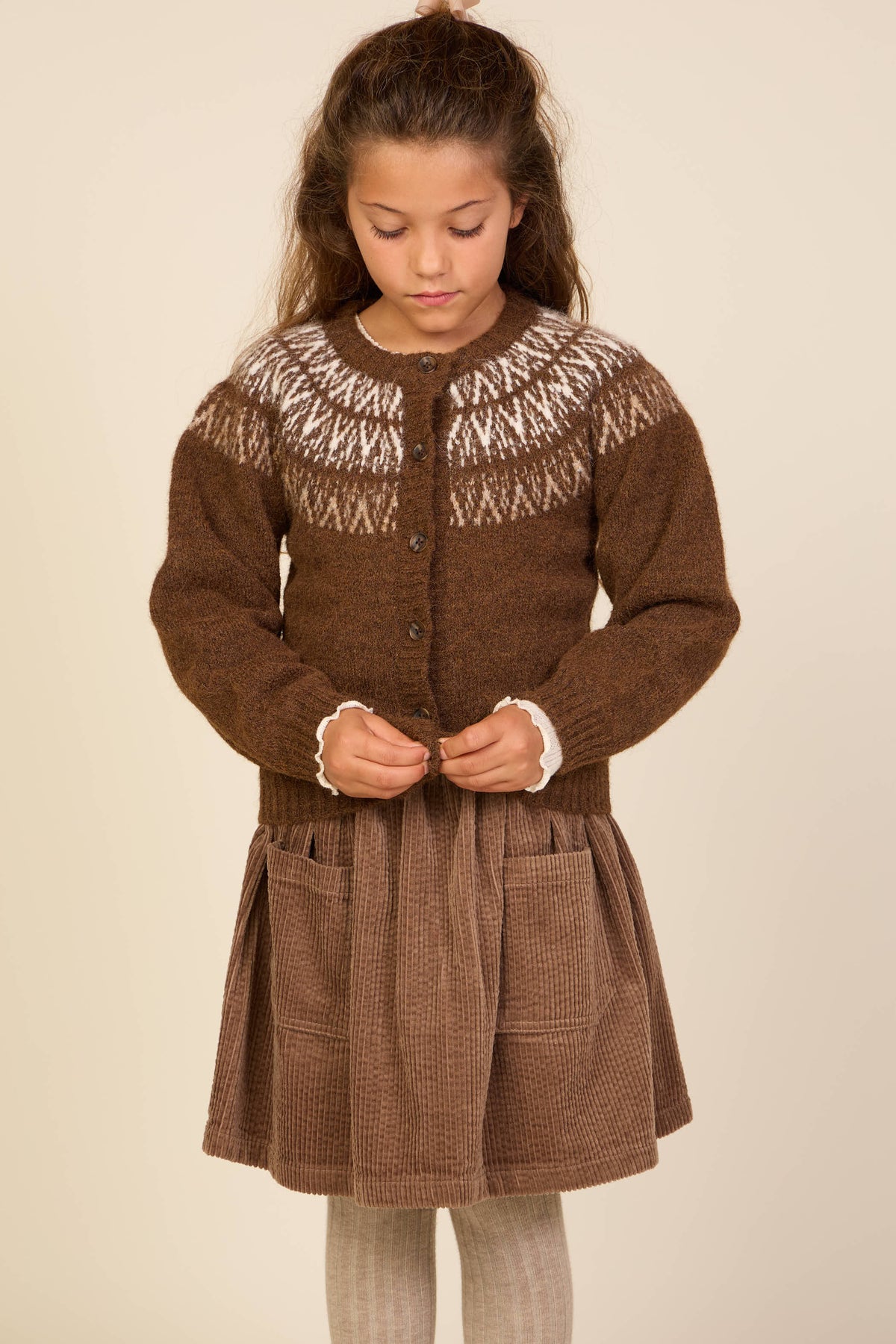 Corduroy Patch Pocket Skirt - Tween - Brown | 101680 Greta