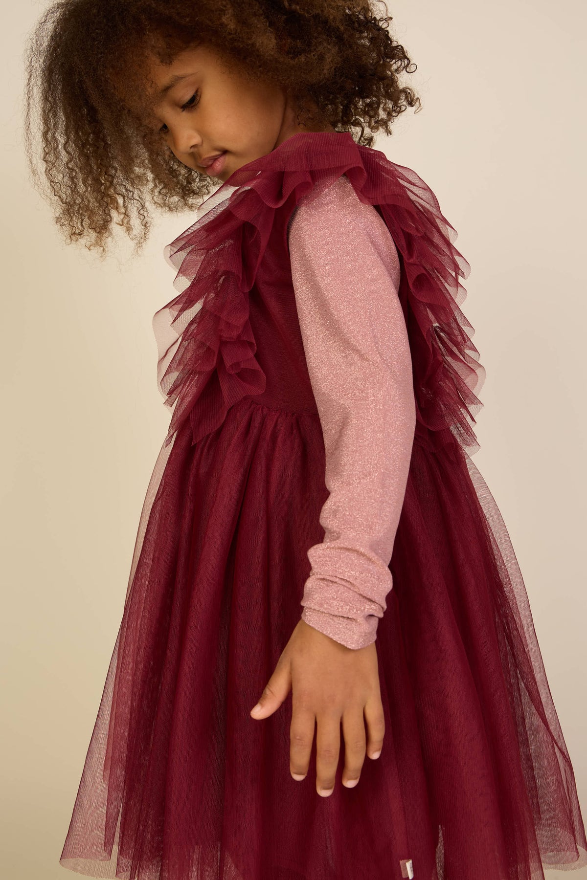 Long-Sleeve Lurex T-Shirt - Kids - Dusty Rose | 101665 Helen