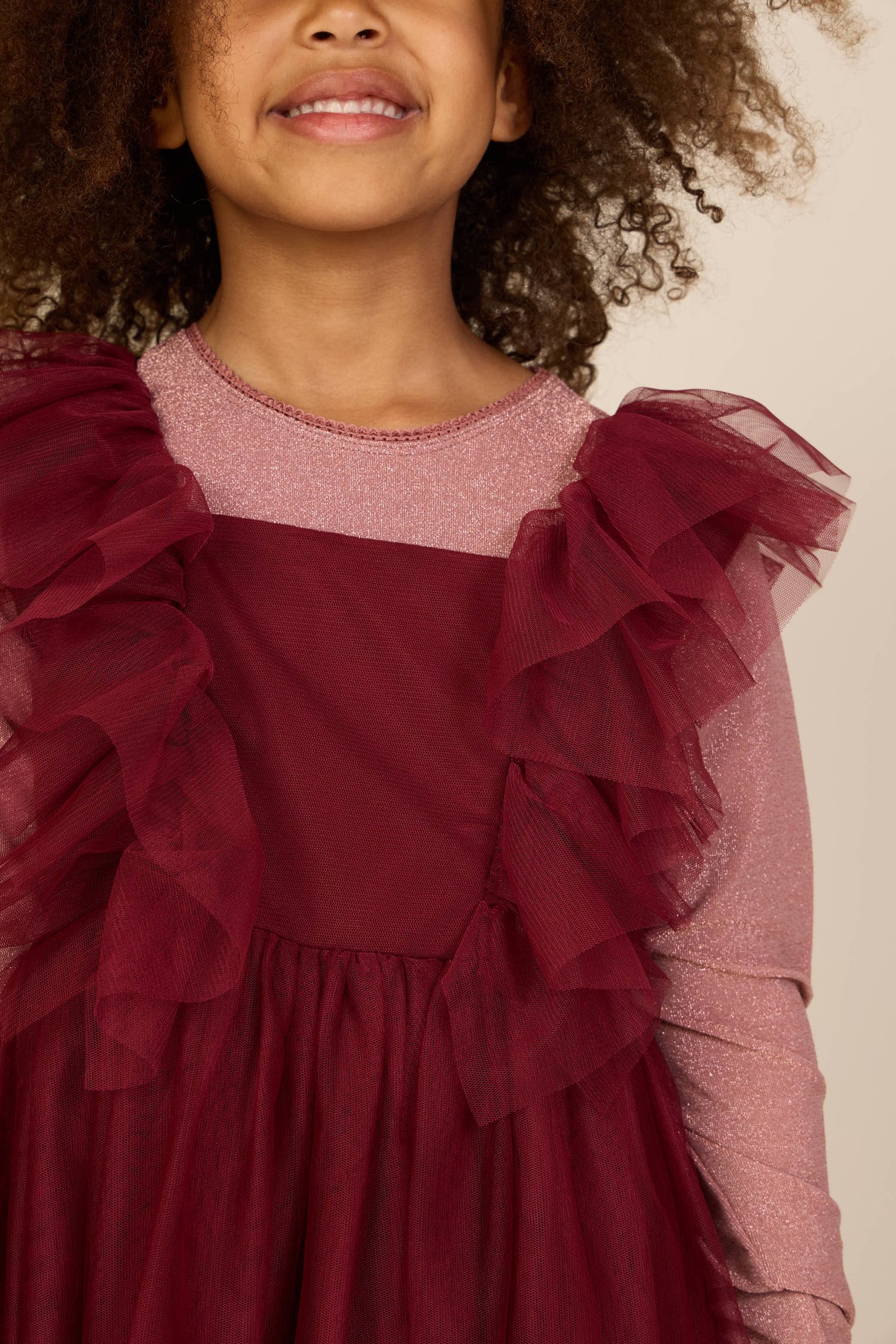 Long-Sleeve Lurex T-Shirt - Kids - Dusty Rose | 101665 Helen