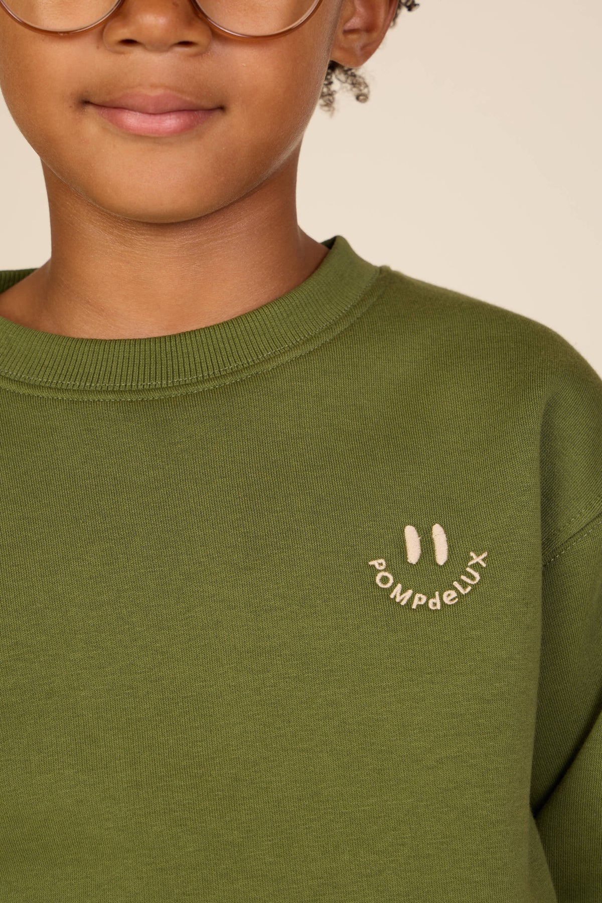 Smiley Crew Neck Sweatshirt - Tween - Moss Green | 101576 Andrew