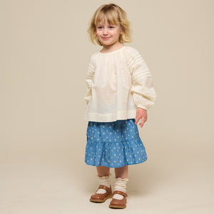 Printed Poplin Skirt - Kids - Dusty Blue | 101054 Camilla