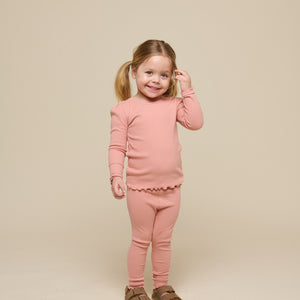 Modal Rib Long Sleeved T-shirt - Kids - Rose Tan | 101306 Lottie