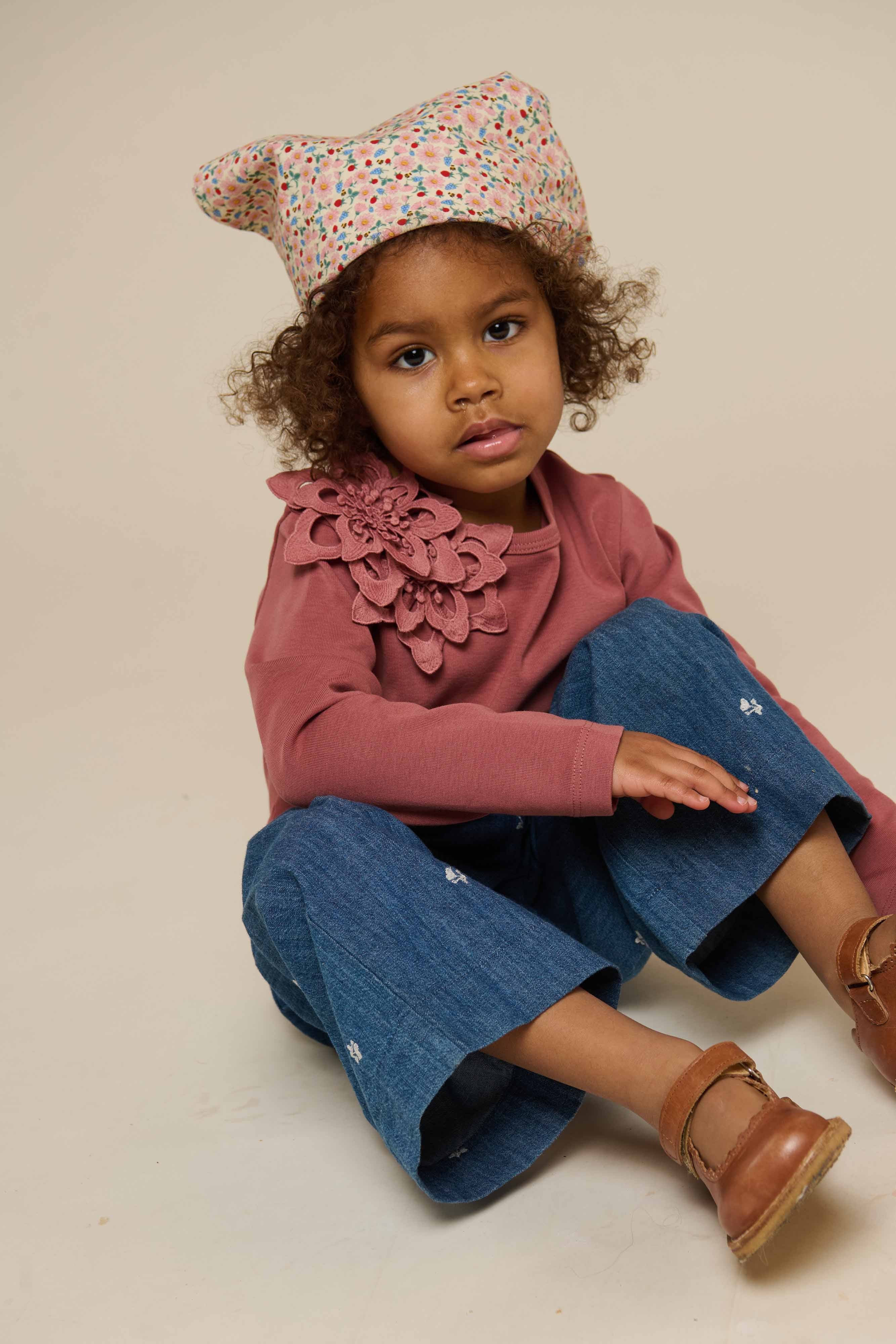 T-shirt with Flower Application - Kids - Old Rose | 101233 Sarah