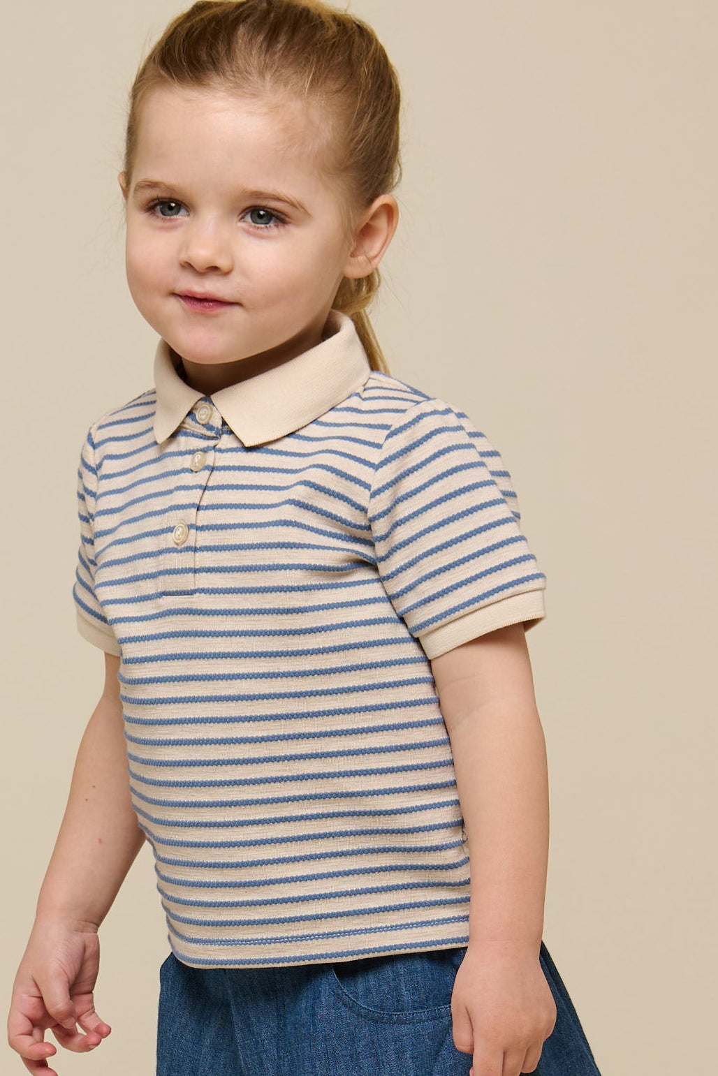 Striped Jersey Polo - Kids - Blue | 101006 Emmie