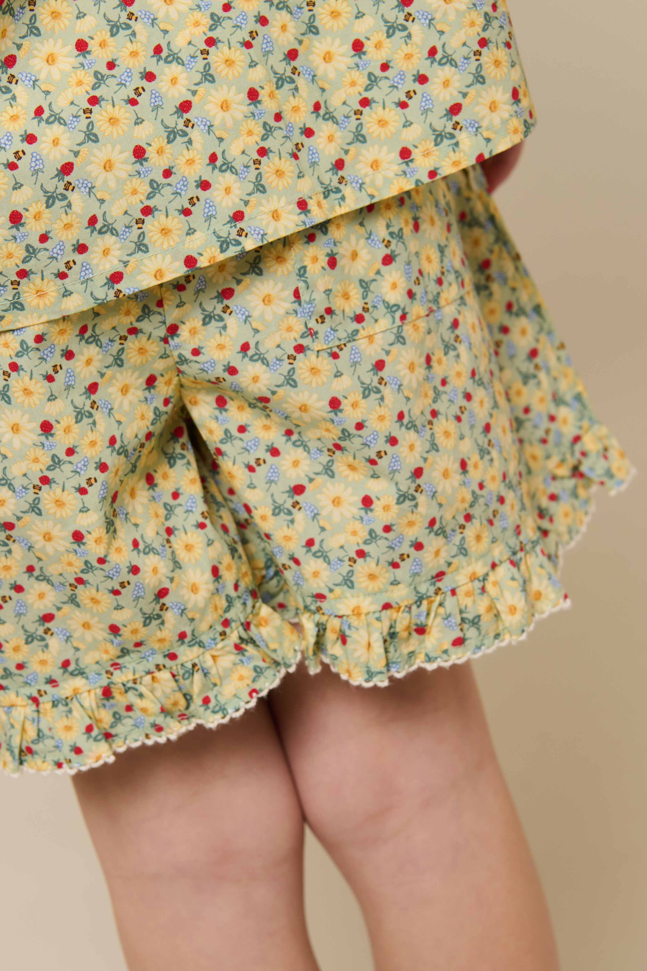 Flower Printed Poplin Shorts - Tween - Green | 100959 Poppy