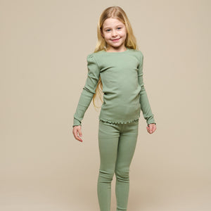 Modal Rib Long Sleeved T-shirt - Tween - Dusty Green | 101311 Lottie